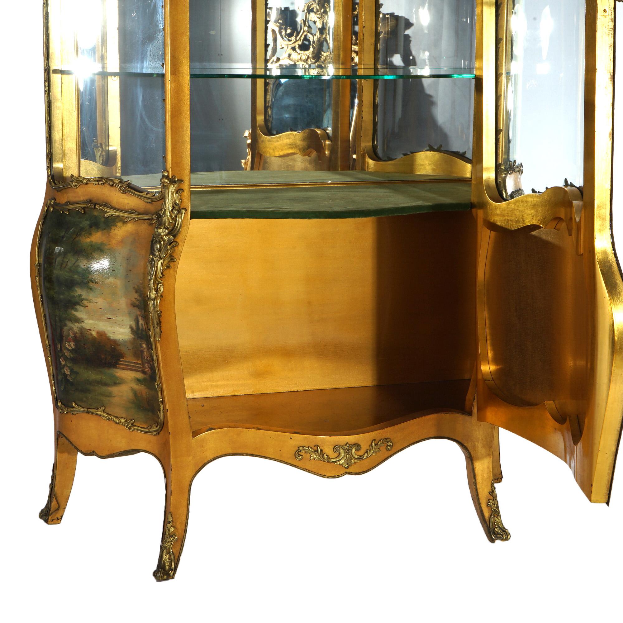 Vitrina sovradimensionata in legno dorato e ormeggio decorata in Vernis Martin dell'epoca Luigi XIV in vendita 9