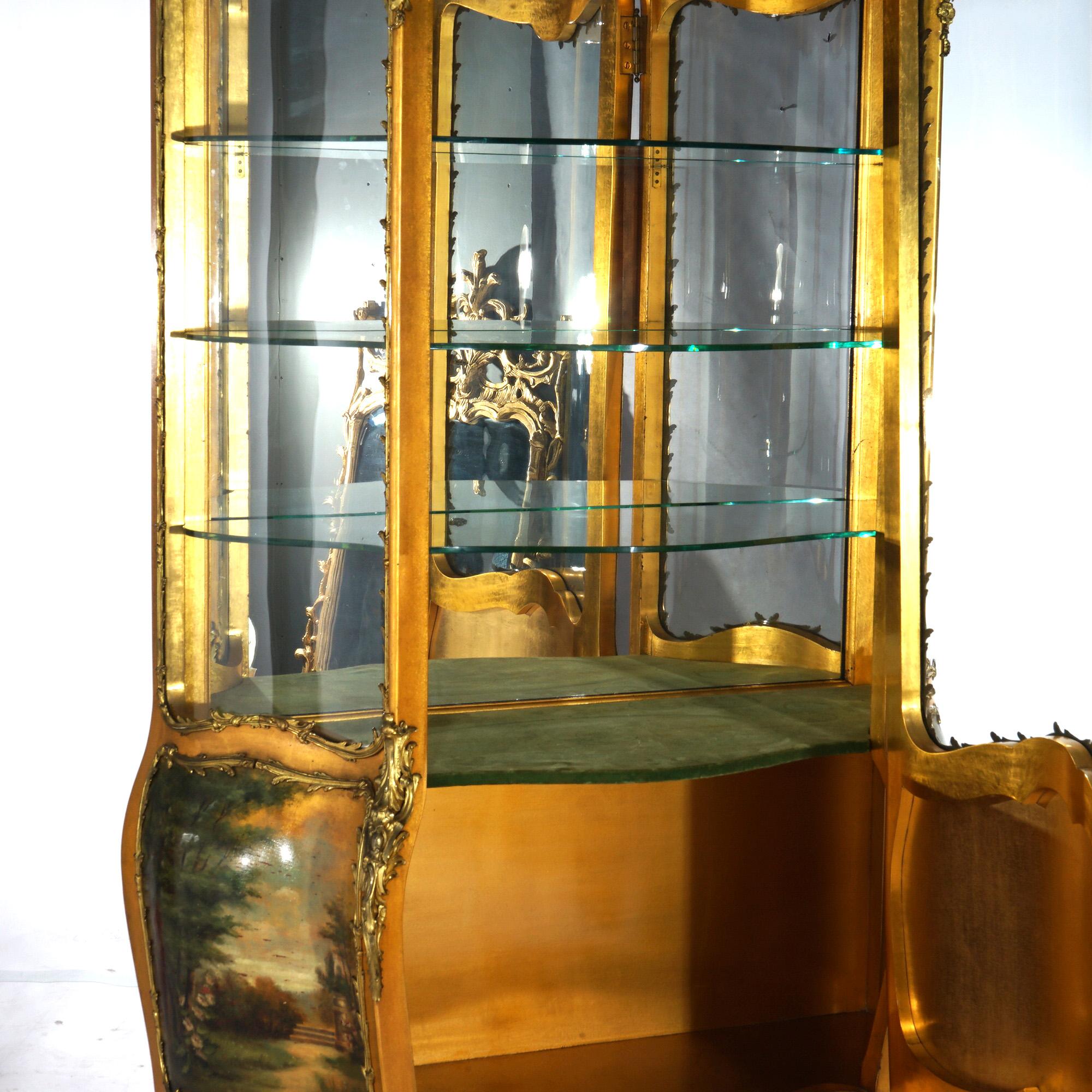 Vitrina sovradimensionata in legno dorato e ormeggio decorata in Vernis Martin dell'epoca Luigi XIV in vendita 10