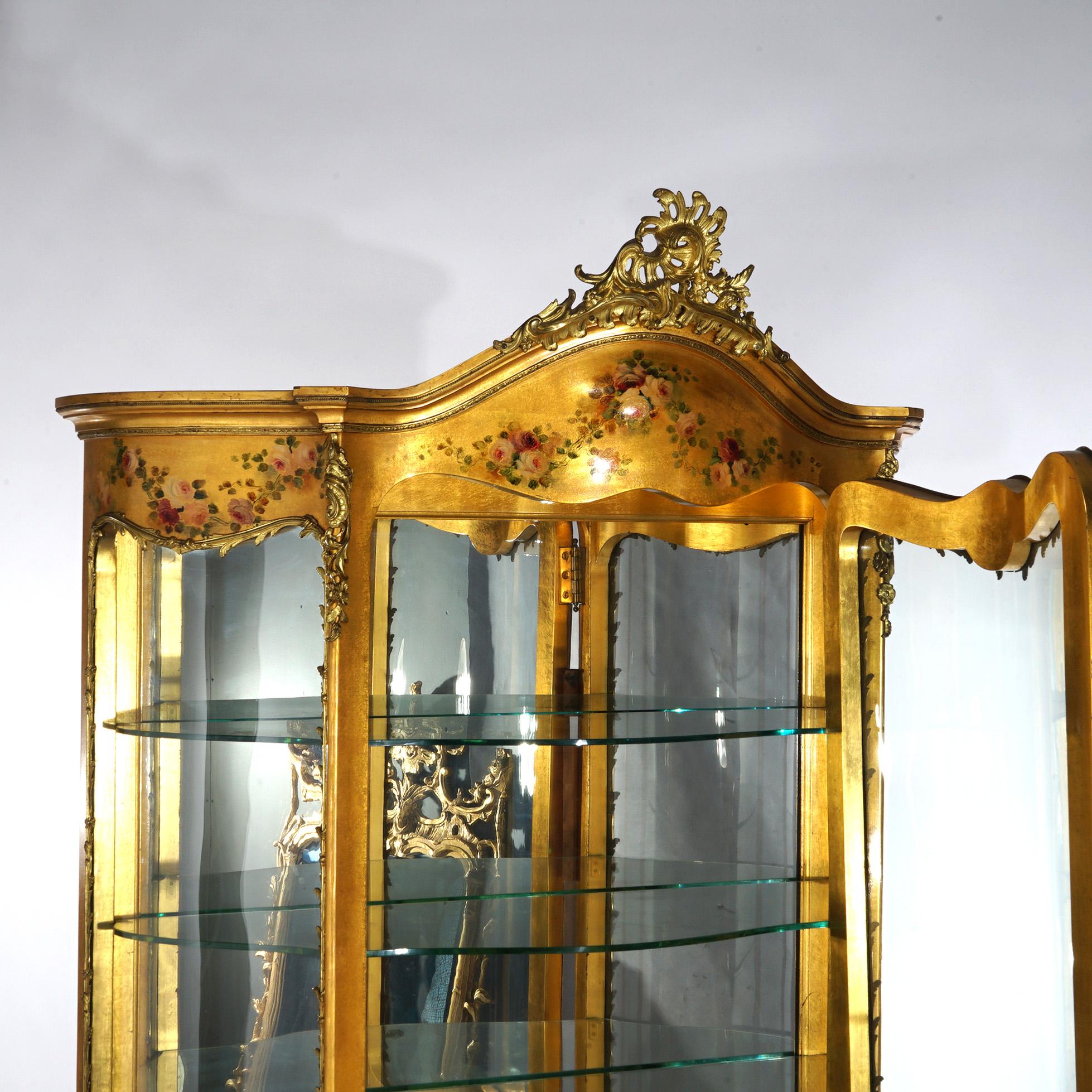 Vitrina sovradimensionata in legno dorato e ormeggio decorata in Vernis Martin dell'epoca Luigi XIV in vendita 11