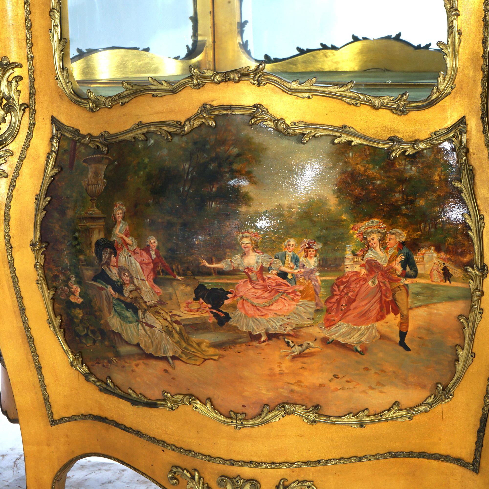 Vitrina sovradimensionata in legno dorato e ormeggio decorata in Vernis Martin dell'epoca Luigi XIV In condizioni buone in vendita a Big Flats, NY