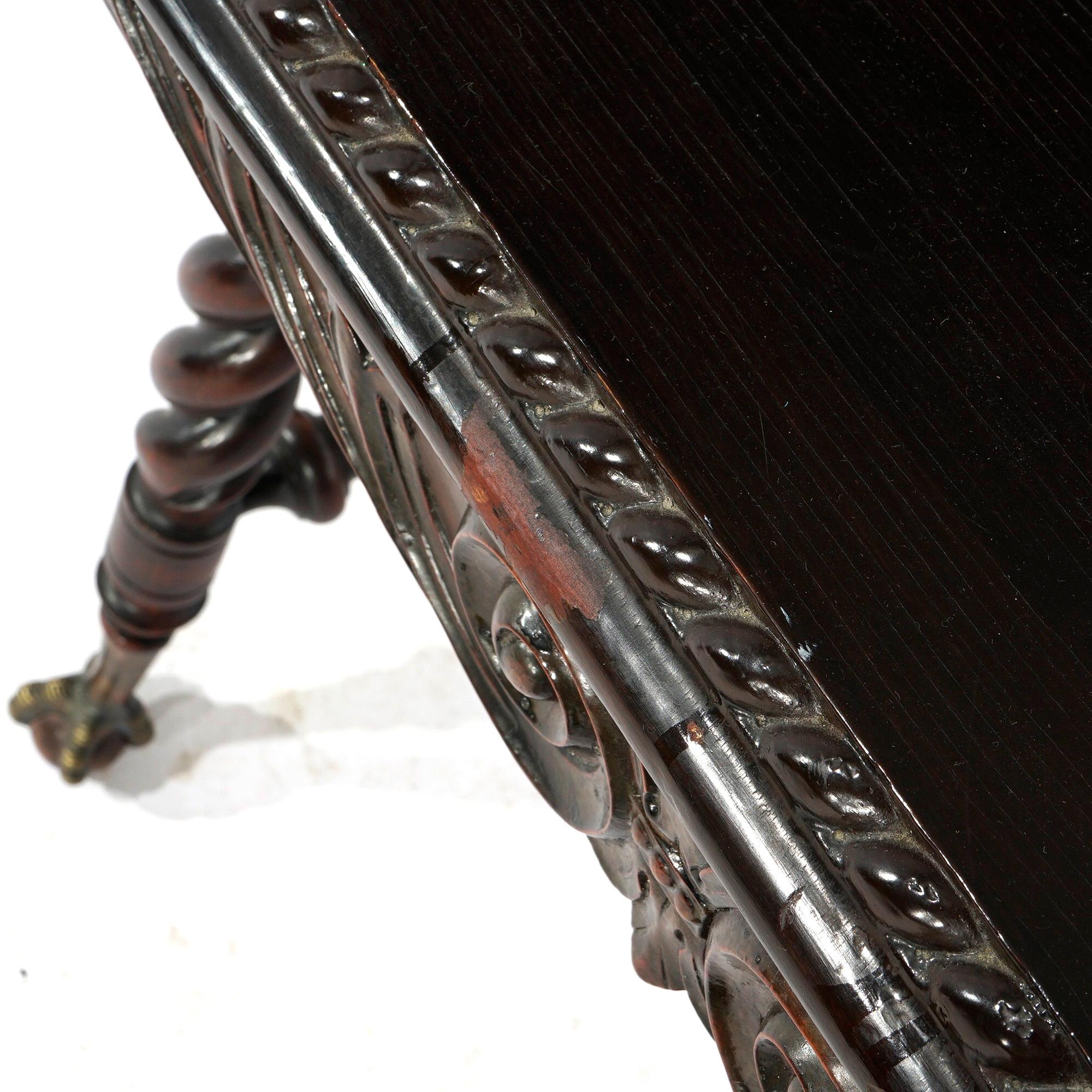 Oversized Antique Mahogany Hunzinger School Twisted Barley Lamp Table, C1900 For Sale 7