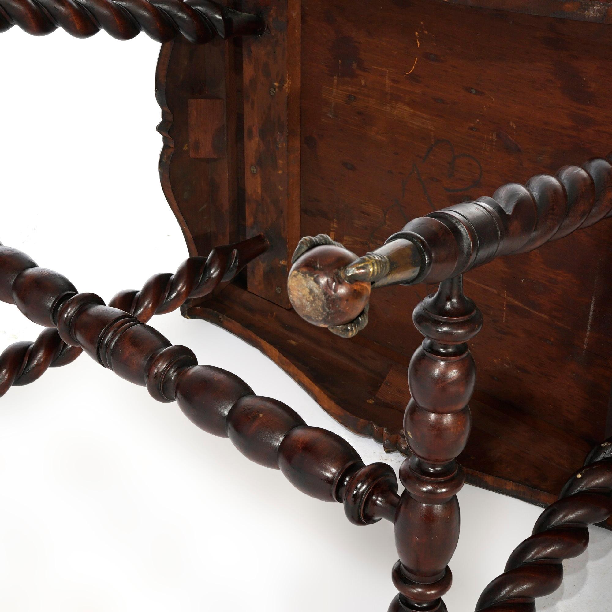 Oversized Antique Mahogany Hunzinger School Twisted Barley Lamp Table, C1900 For Sale 13