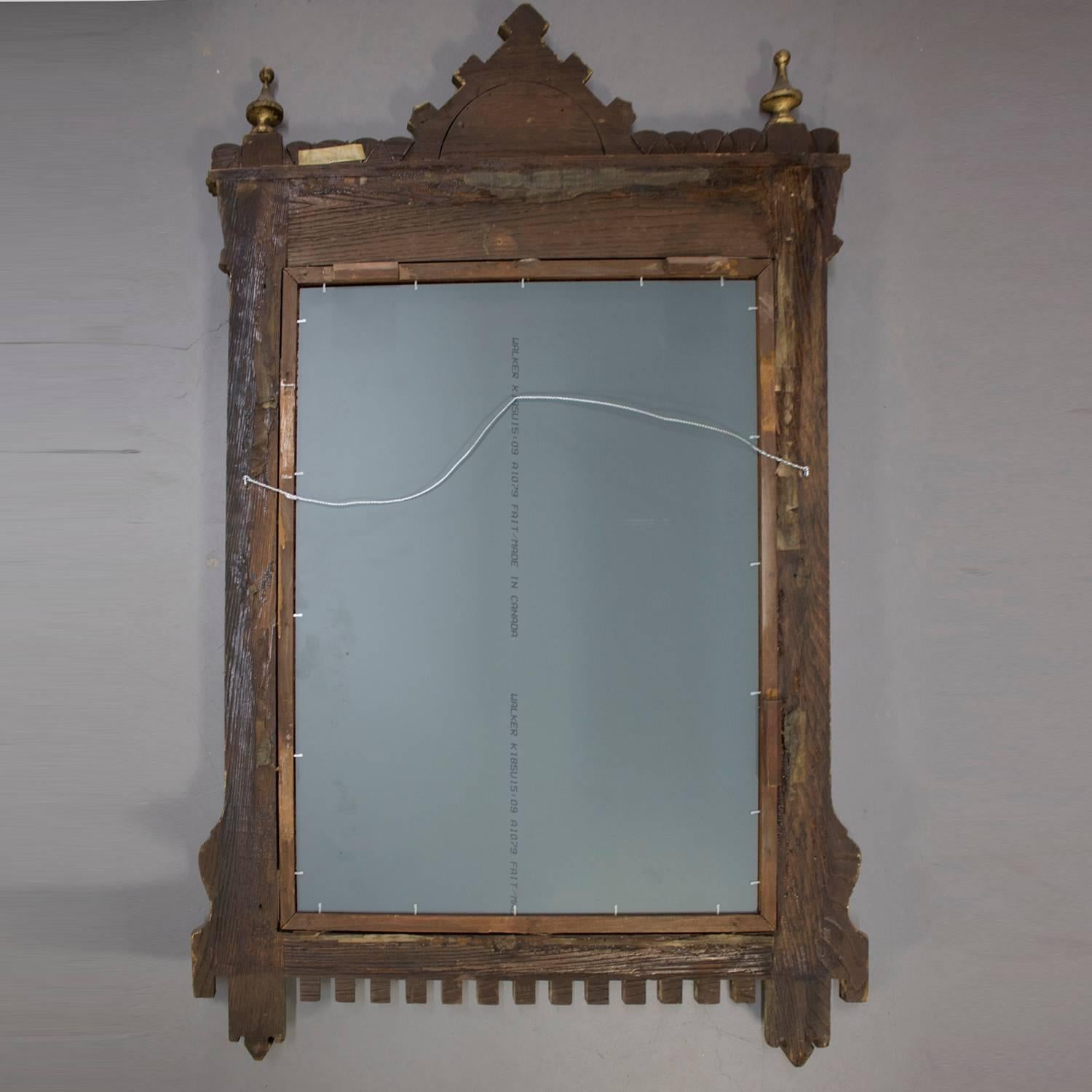 Oversized Antique Moorish Regal Carved Giltwood over Mantel Wall Mirror 7