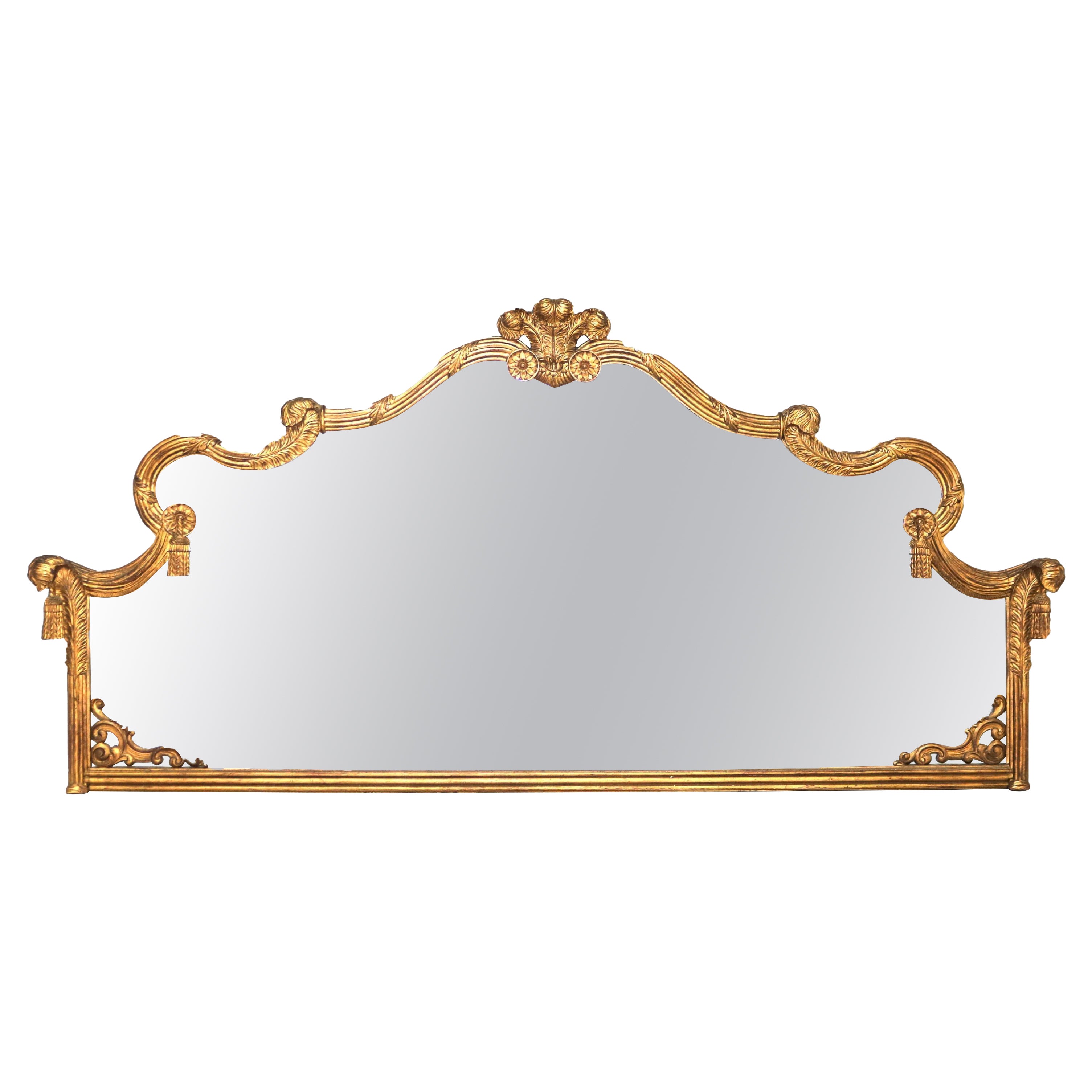 Oversized Antique Moorish Style Giltwood Over Mantle Mirror C1930