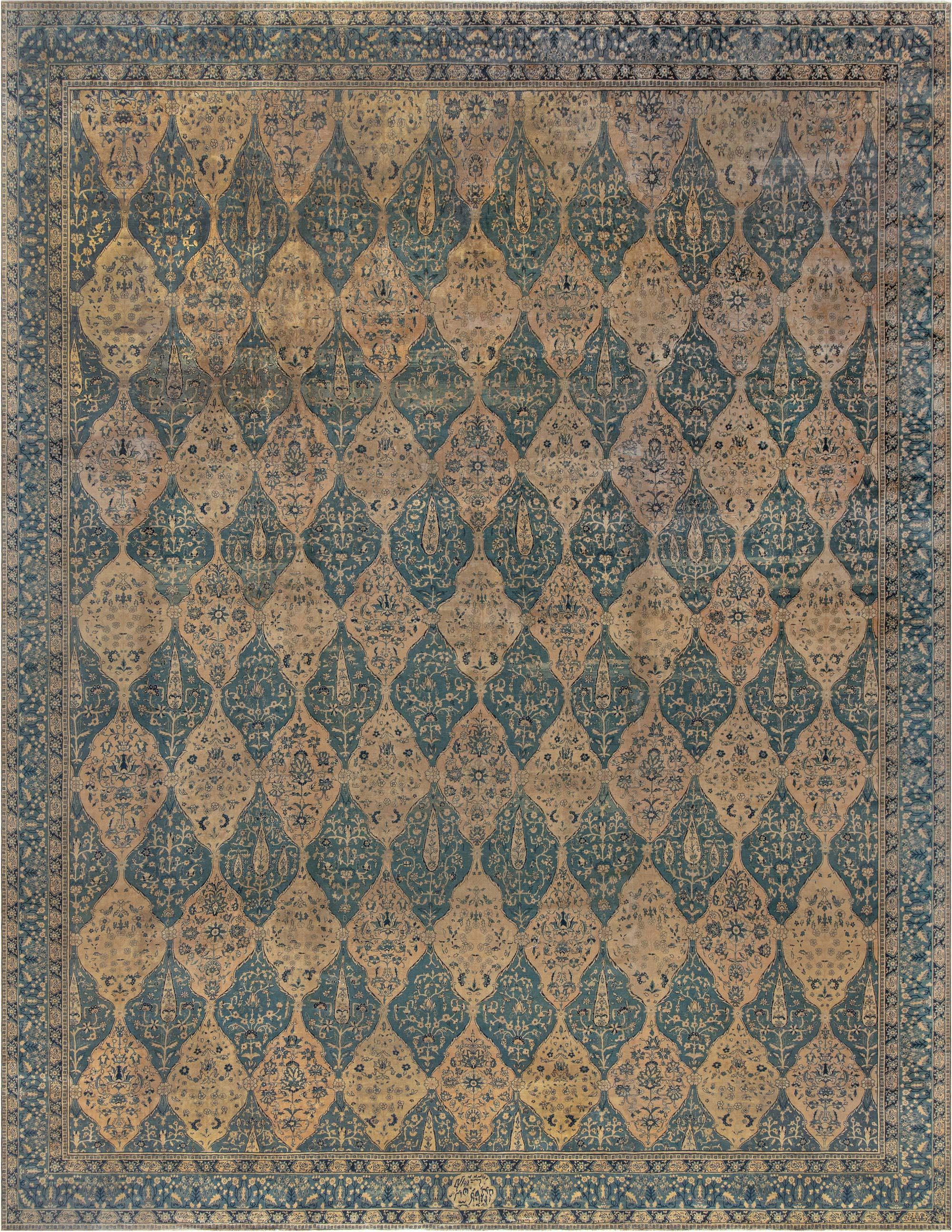 Doris Leslie Blau Oversized Antique North Indian Handmade Wool Rug