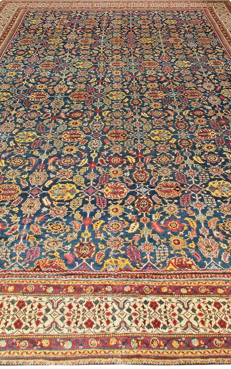 Hand-Knotted Oversized Antique North Indian Handmade Wool Rug For Sale