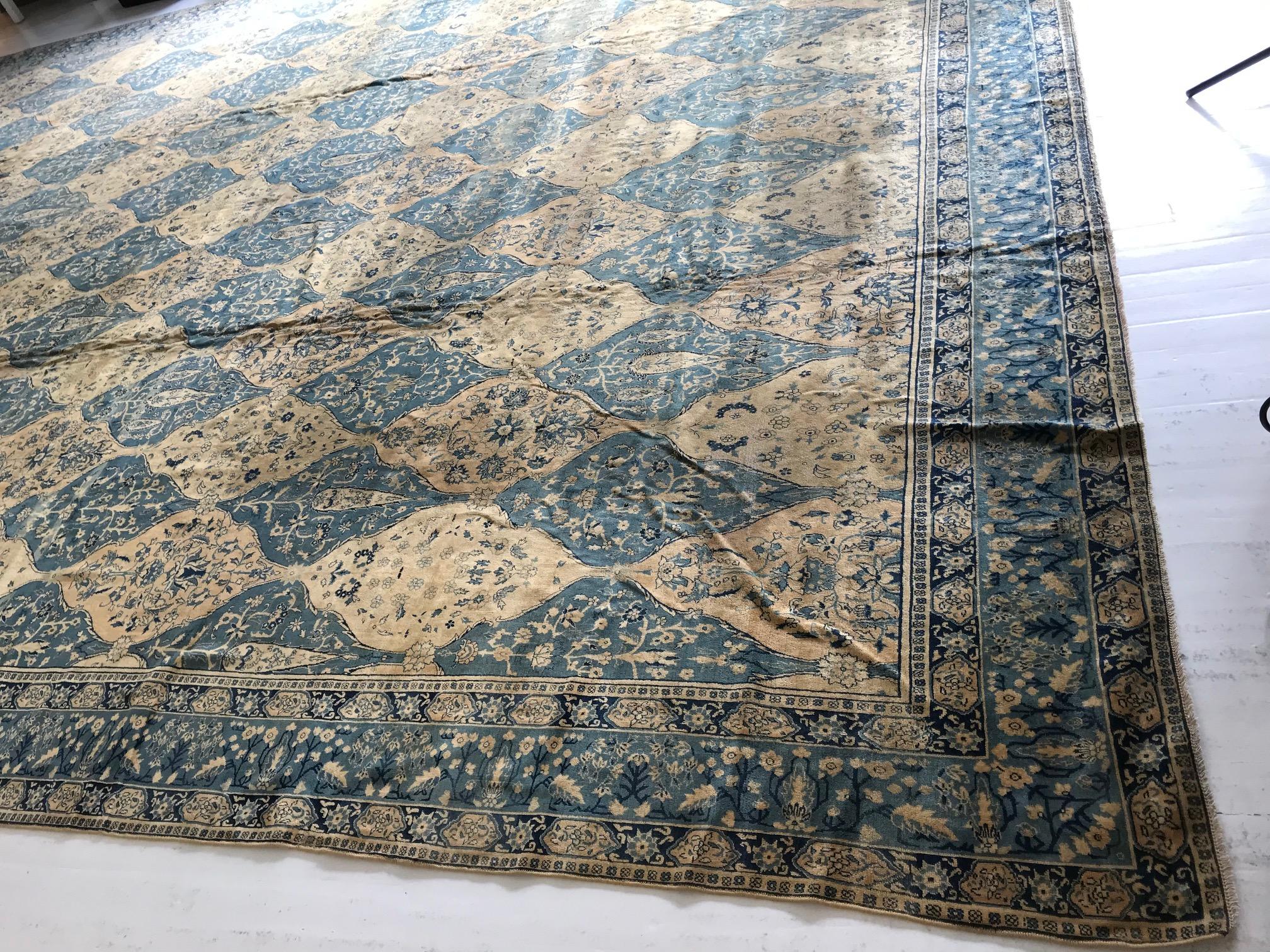 20th Century Oversized Antique North Indian Handmade Wool Rug For Sale