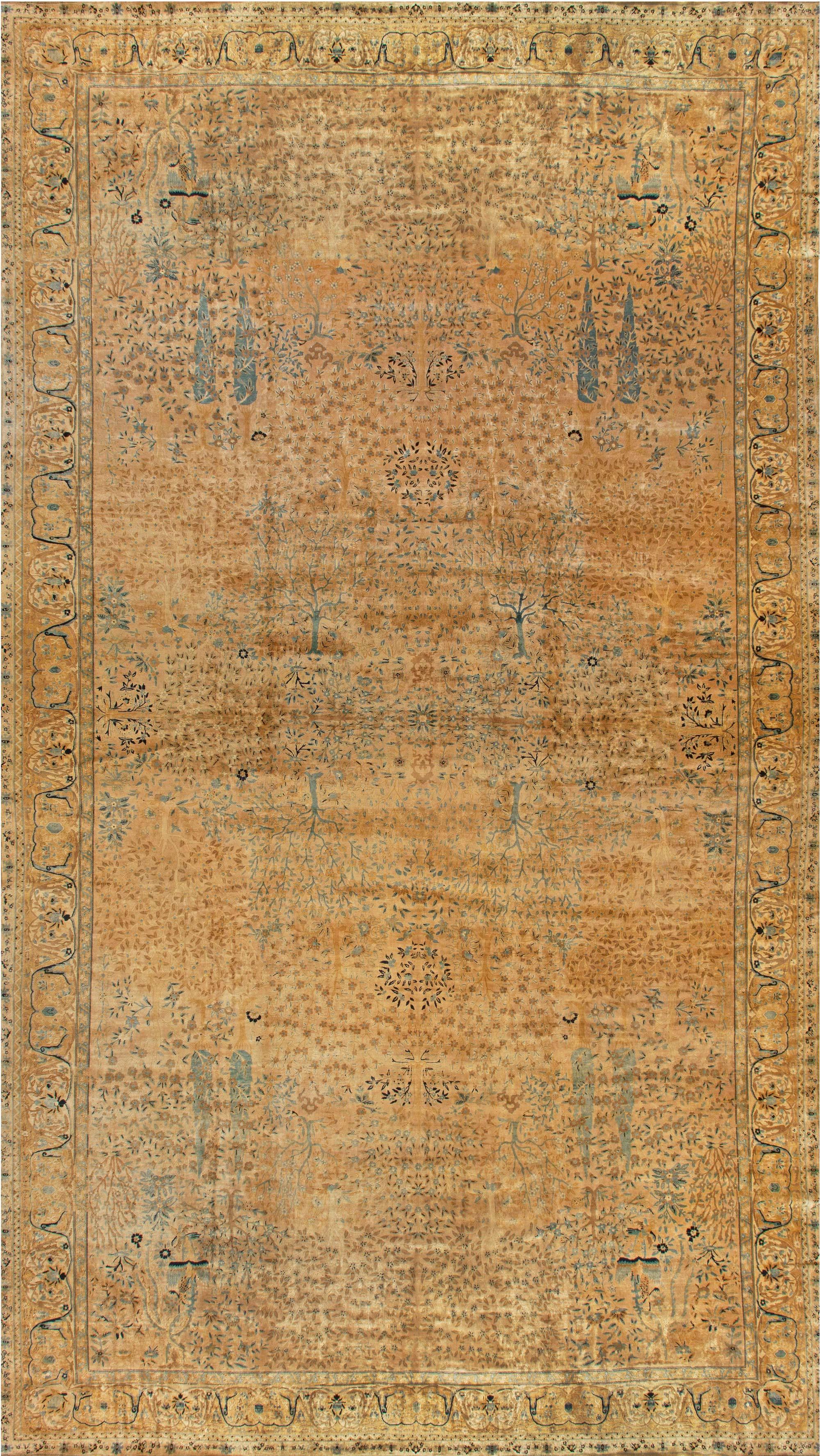 Oversized Antique North Indian Handmade Wool Rug For Sale