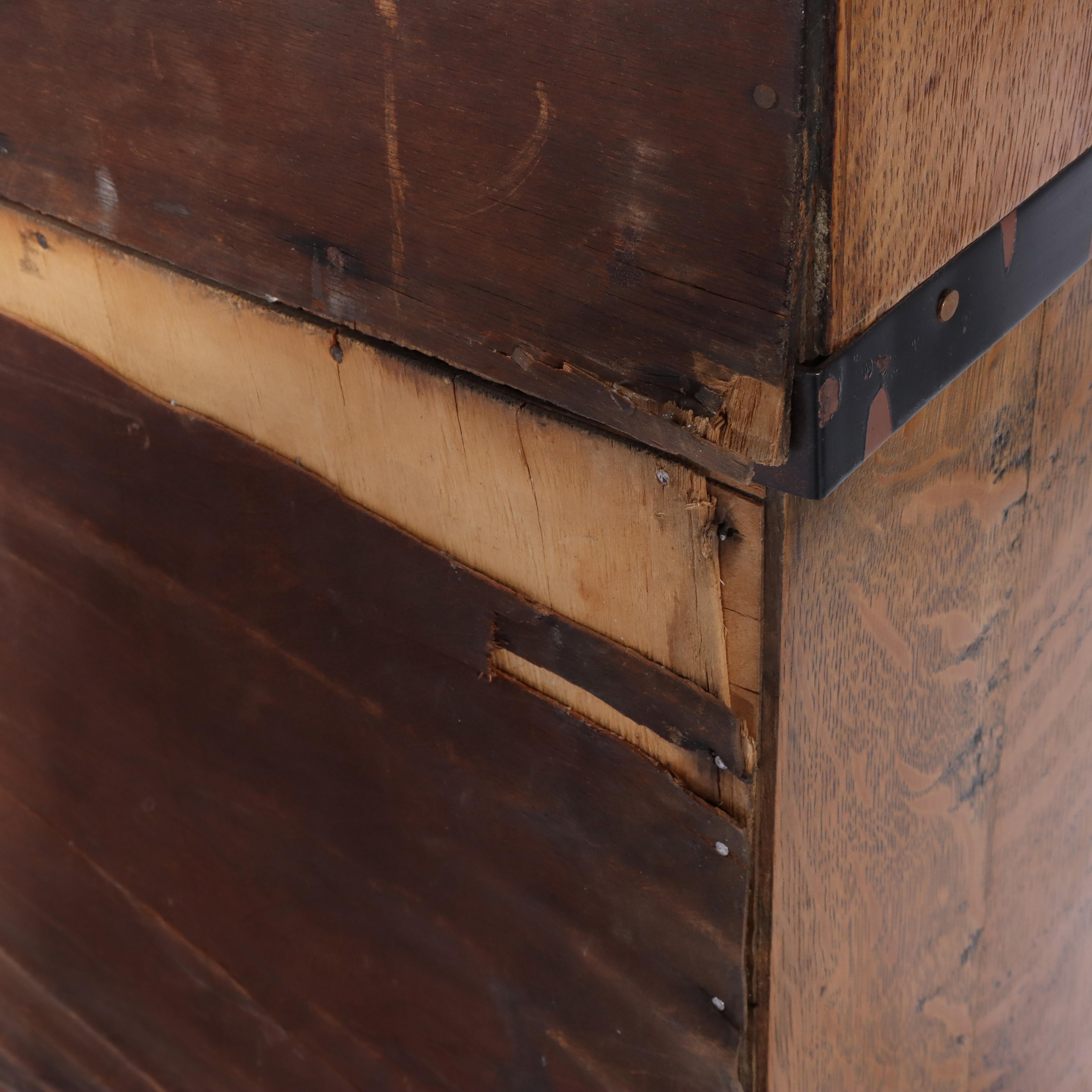 Oversized Antique Oak 6 Section 30 Drawer File Cabinet C1920 For Sale 3