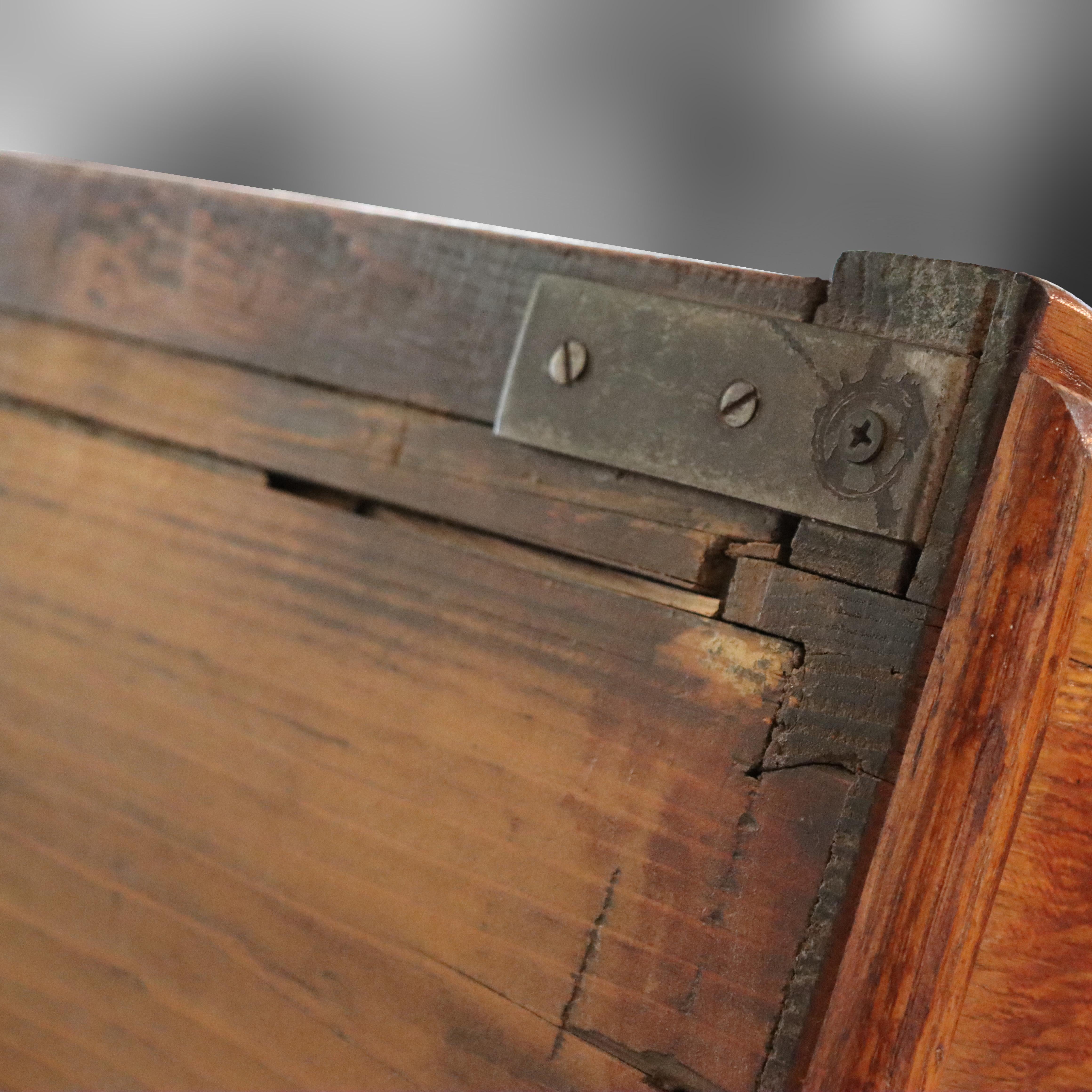 Oversized Antique Oak Roll Front Bookcase C1920 For Sale 9