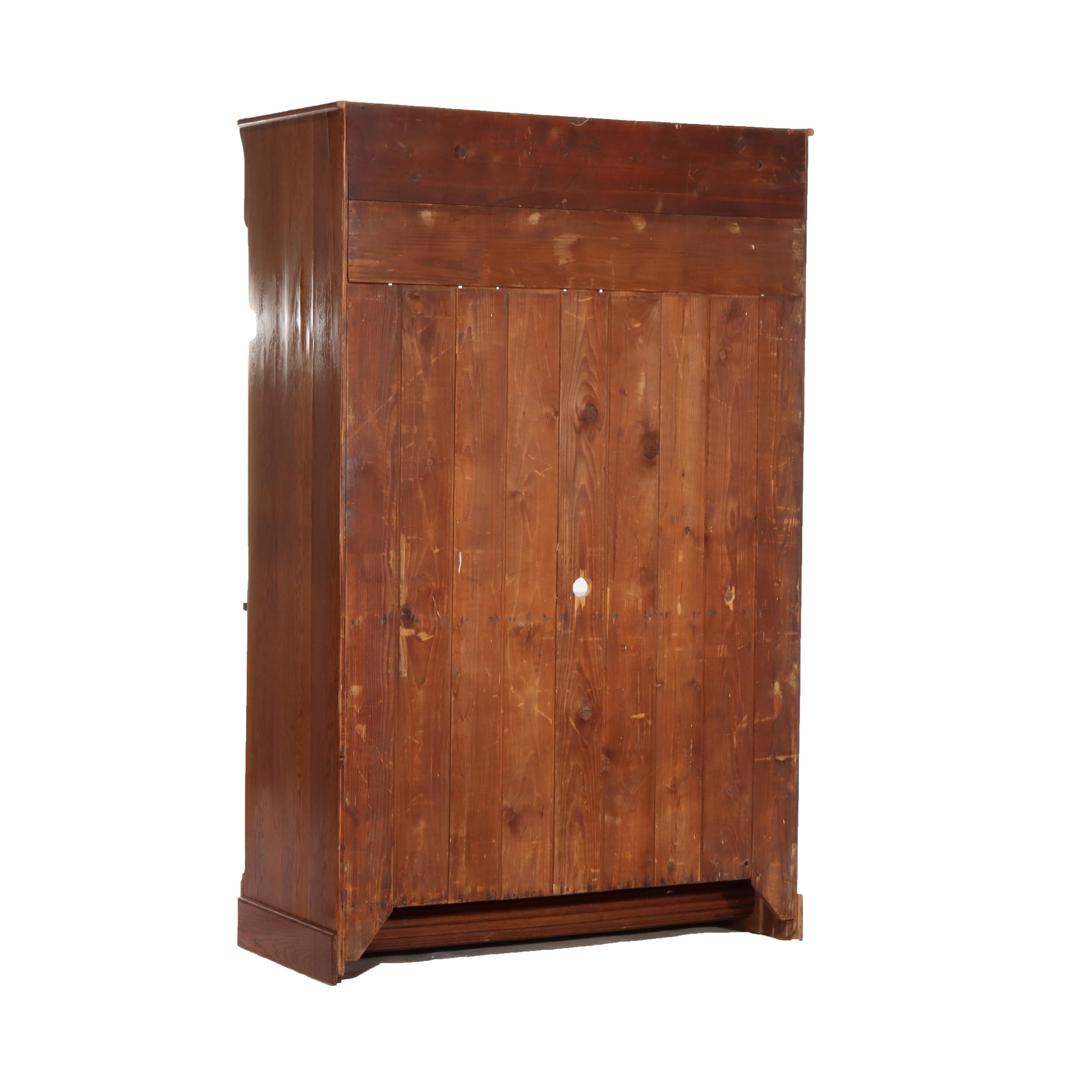 Oversized Antique Oak Roll Front Bookcase C1920 For Sale 1