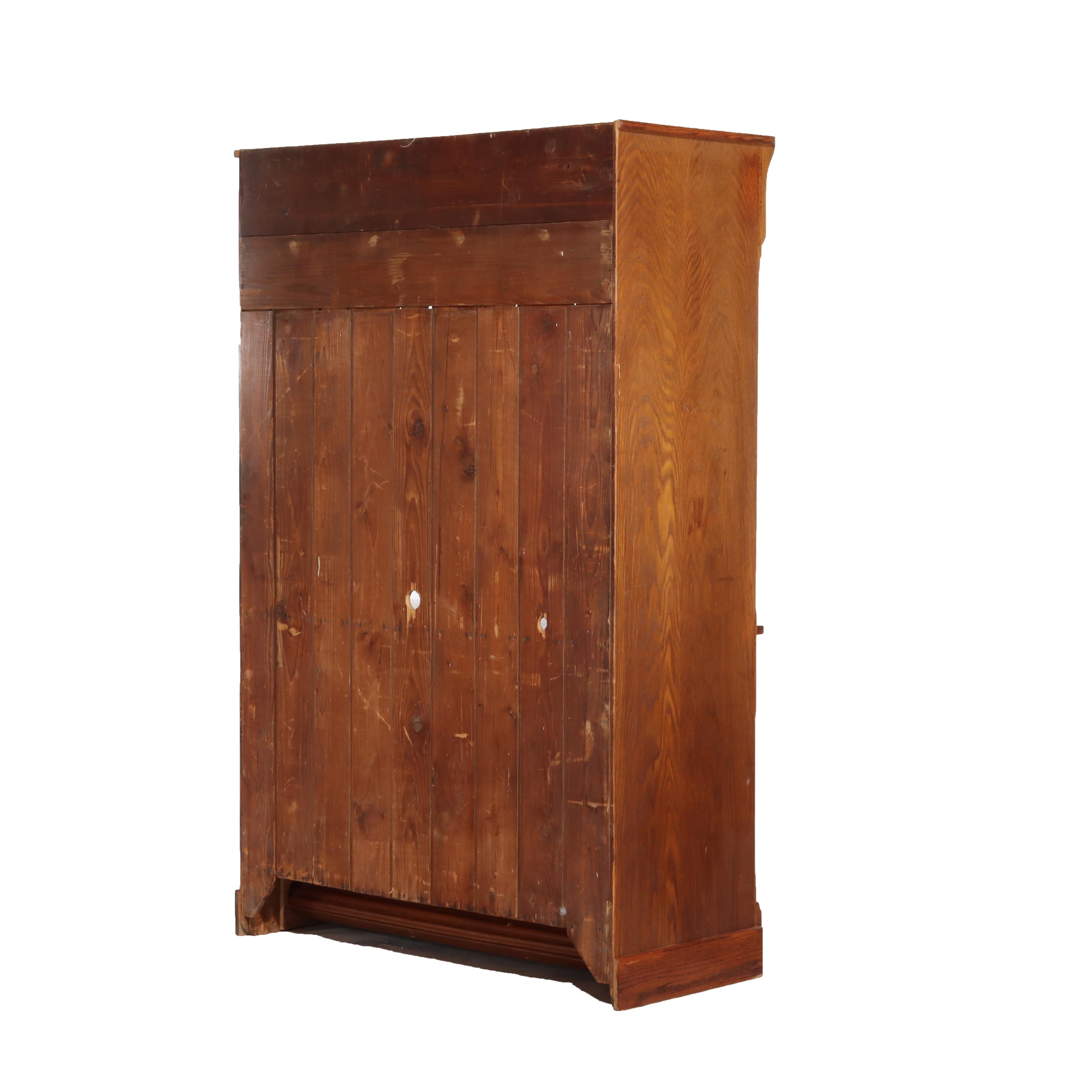 Oversized Antique Oak Roll Front Bookcase C1920 For Sale 2
