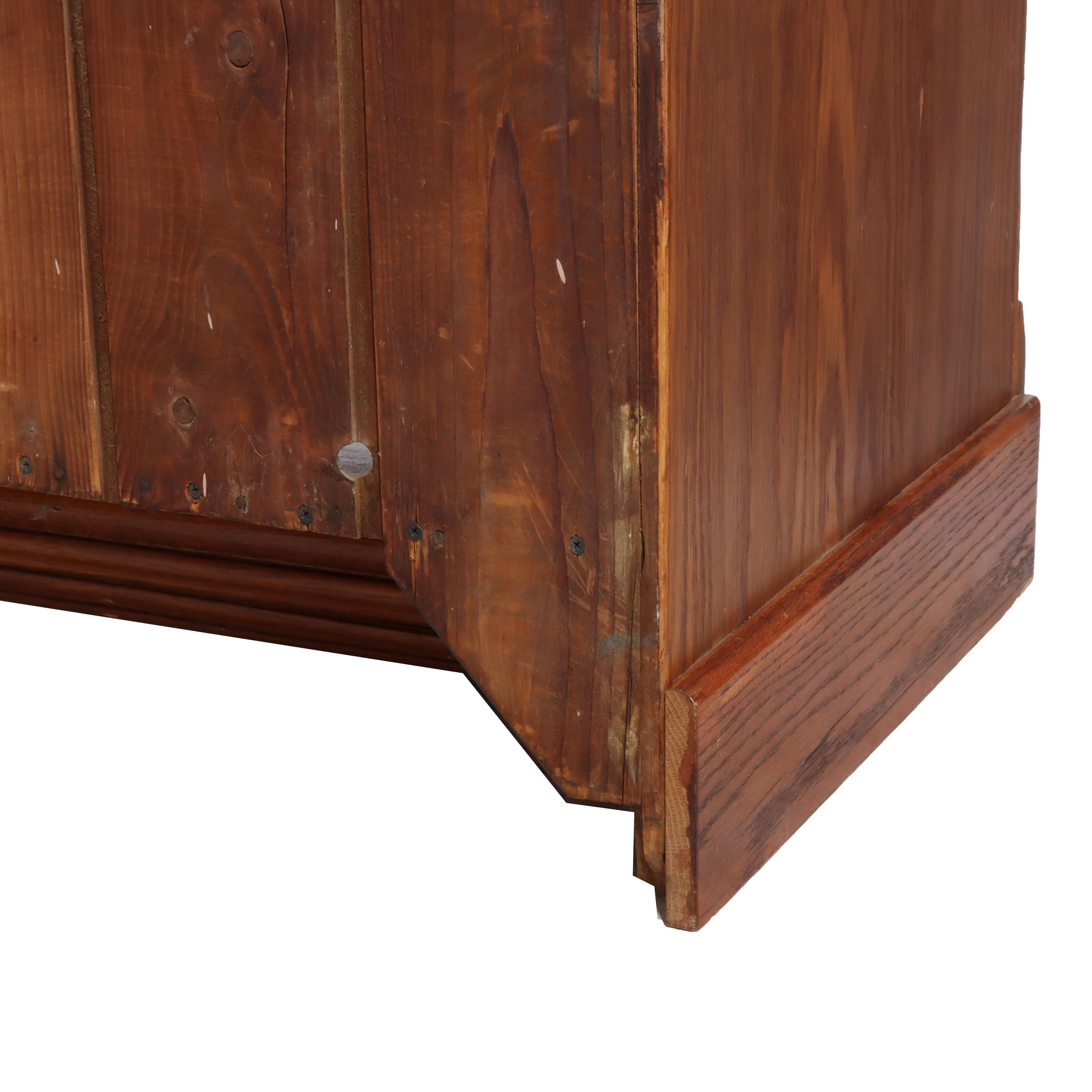 Oversized Antique Oak Roll Front Bookcase C1920 For Sale 4