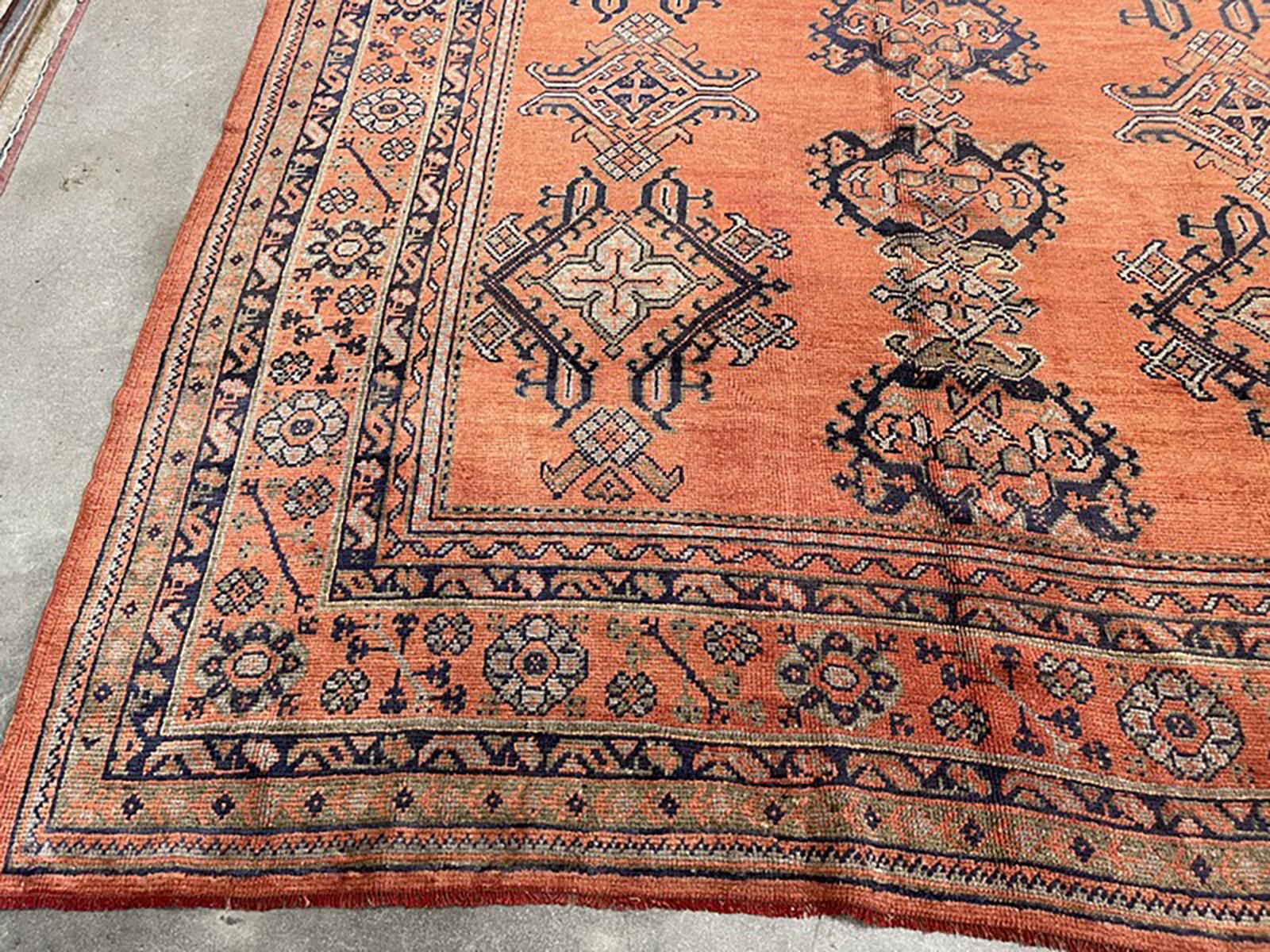 Hand-Knotted Oversized Antique Oushak Rug For Sale