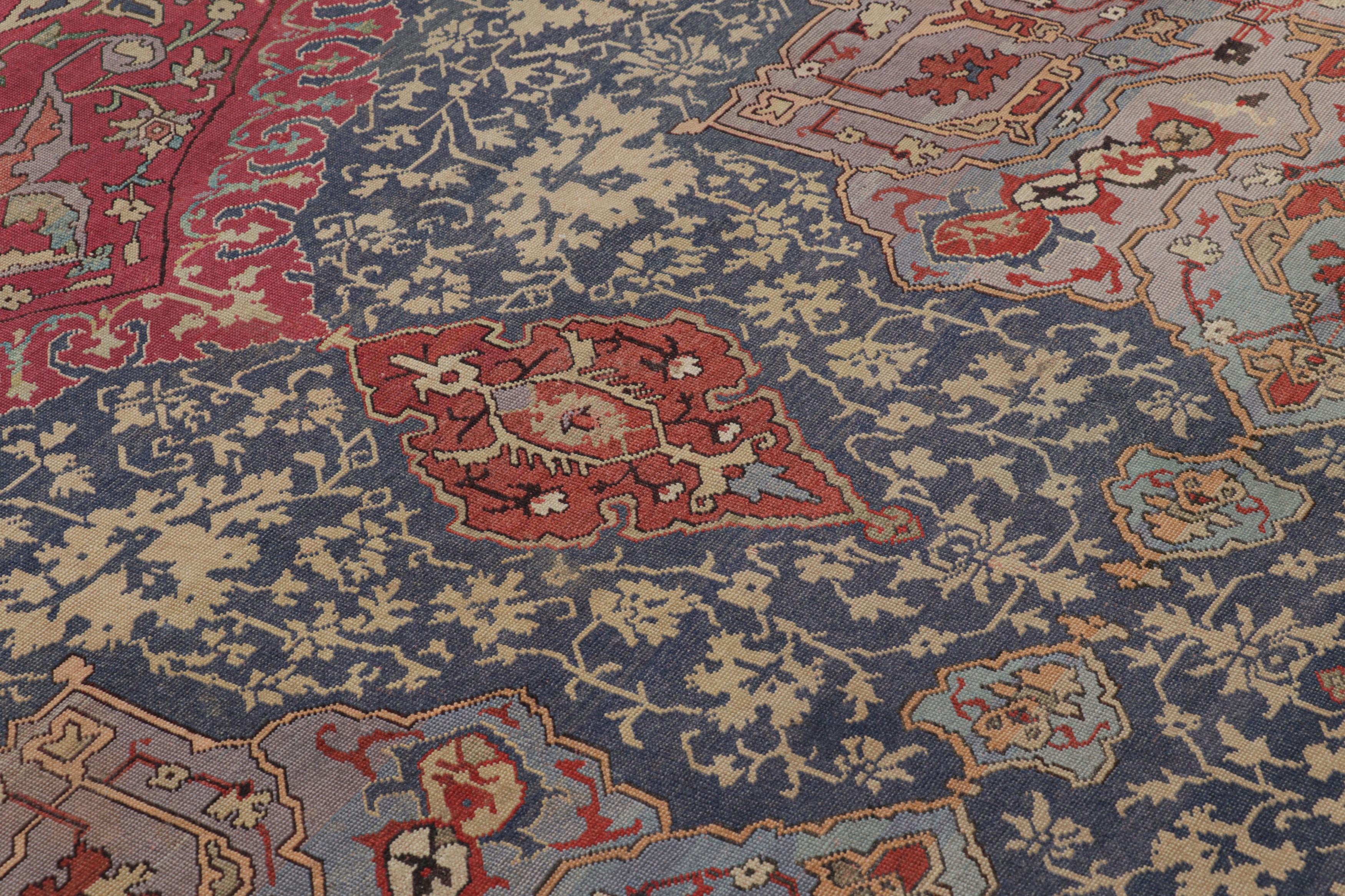 Wool 17th Century Oversized Antique Oushak Rug with Floral Medallion - Rug & Kilim For Sale
