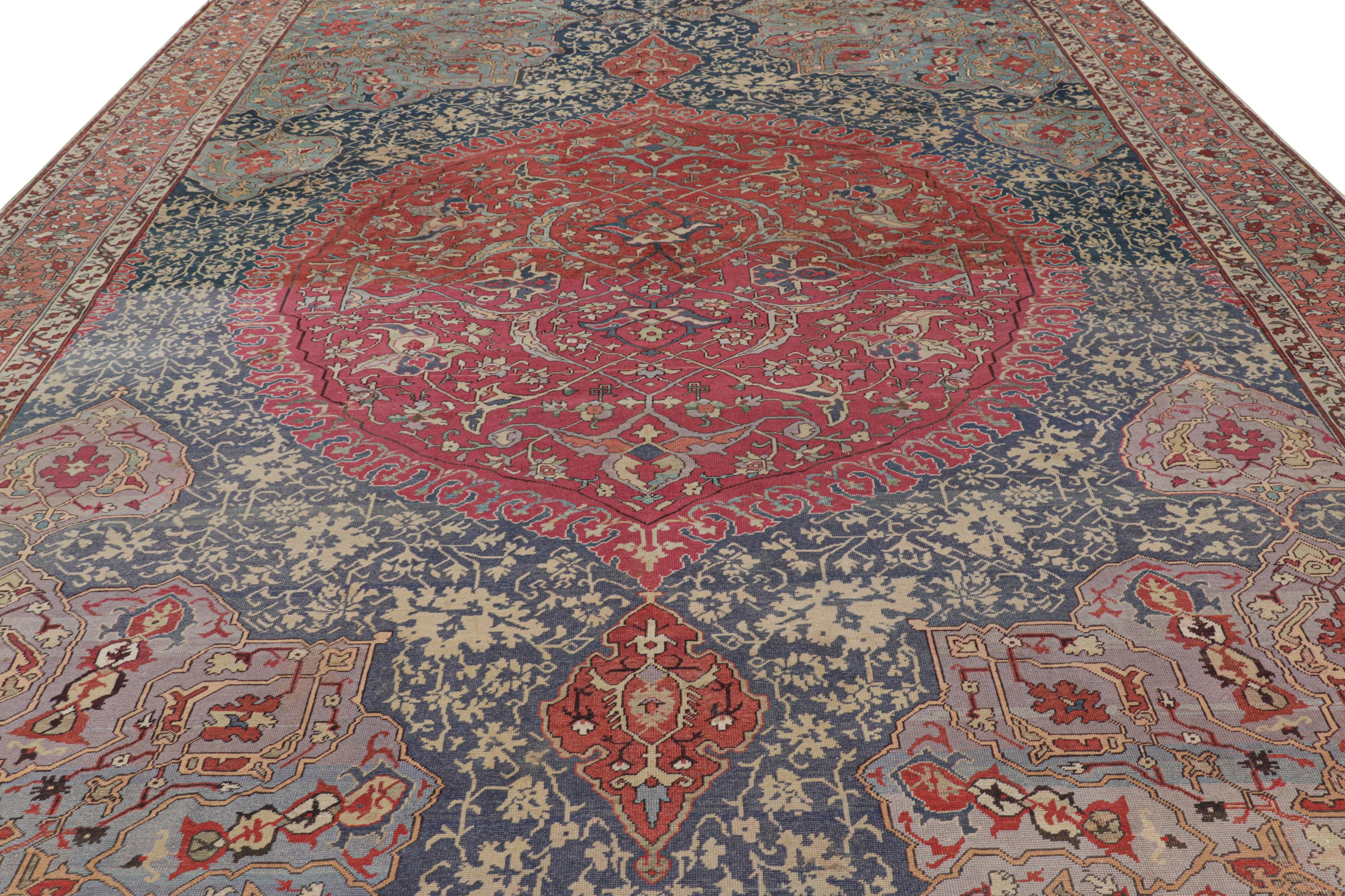 This 10x17 antique Oushak rug is a rich and exciting new collectible from Rug & Kilim’s coveted antique collection—a piece of history as much as a one-of-a-kind oversized rug of the most regal stature, made with hand-knotted in wool in Turkey circa
