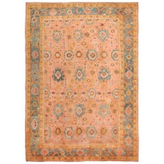 Oversized Antique Oushak Turkish Rug. Size: 14 ft 8 in x 21 ft 2 in