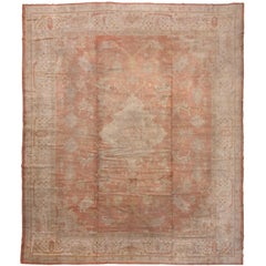 Oversized Antique Peach Oushak Carpet