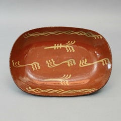 Oversized Antique Pennsylvania Earthenware Bowl with Combed Slip, 19th Century