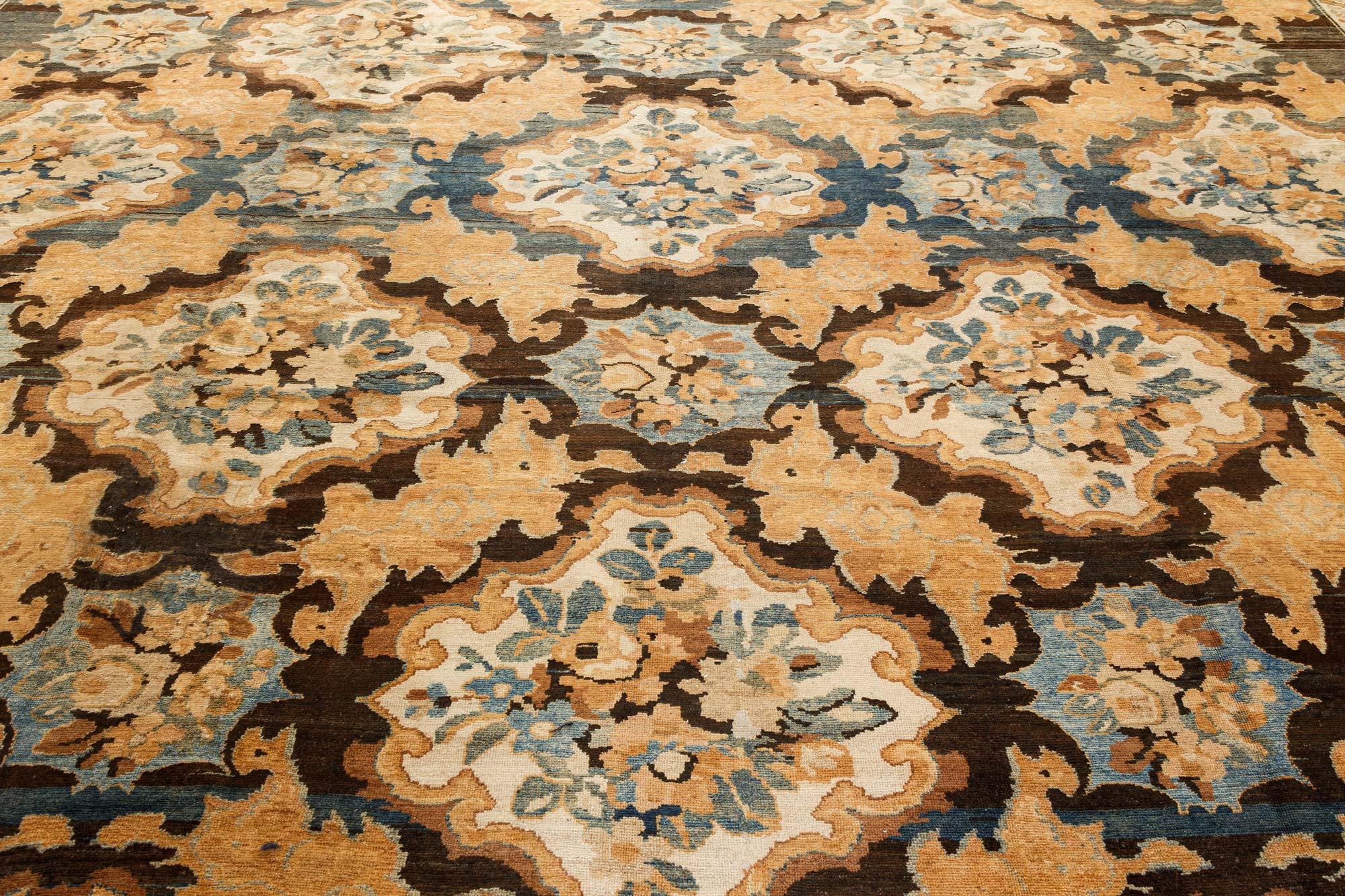 Oversized Antique Persian Bakhtiari Floral Wool Rug In Good Condition For Sale In New York, NY