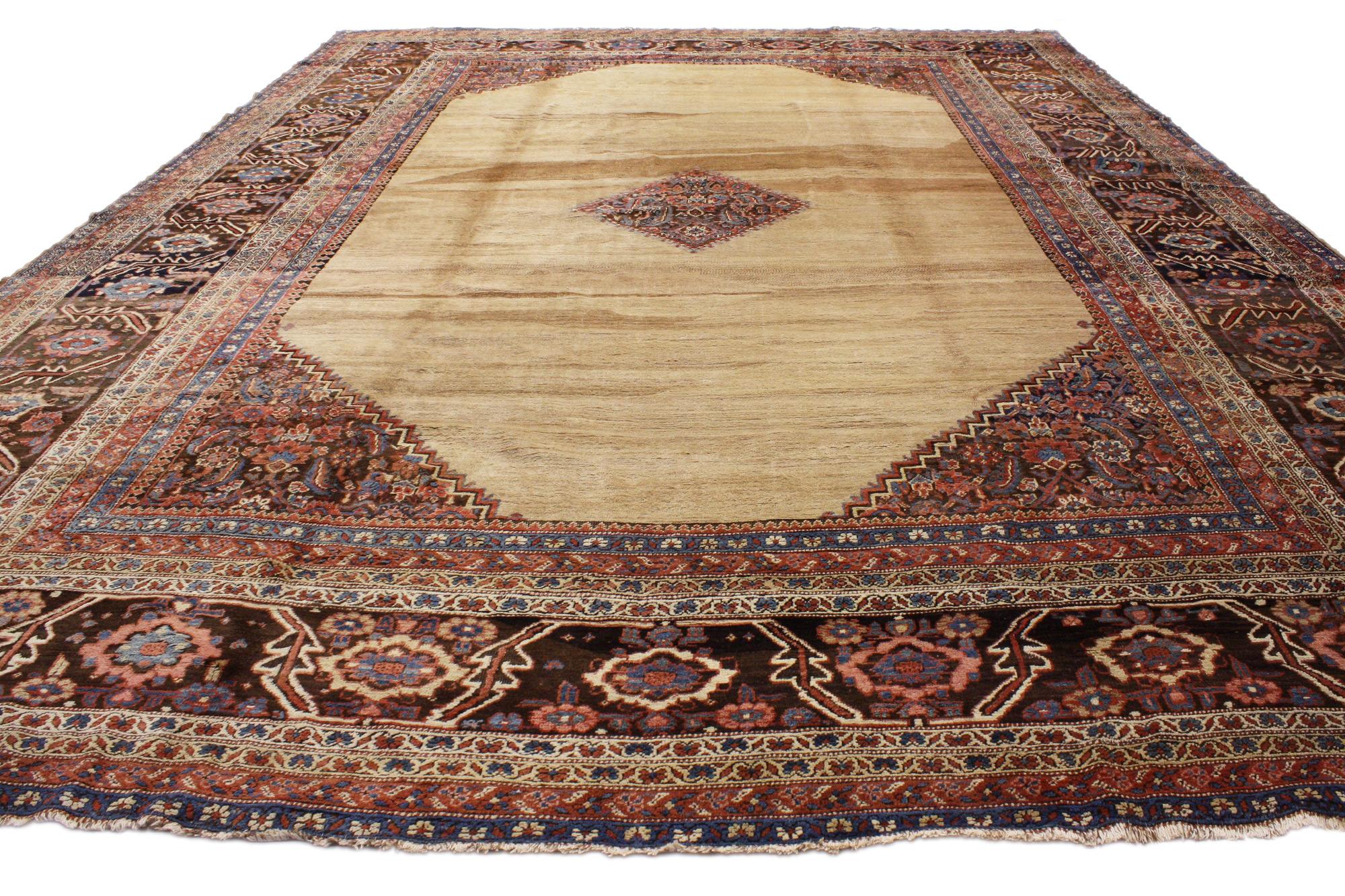 Hand-Knotted Oversized Antique Persian Bakshaish Rug, Hotel Lobby Size Carpet For Sale