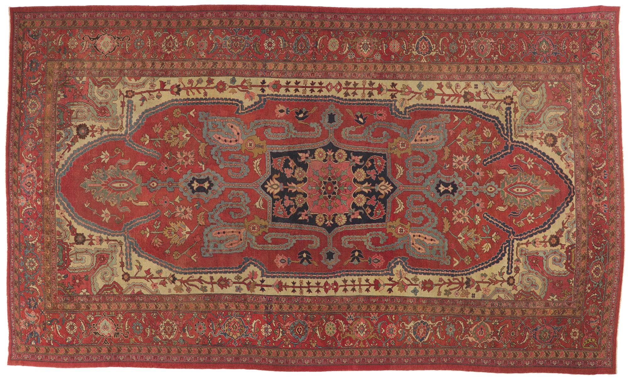 Oversized Antique Persian Bakshaish Rug, Timeless Appeal Meets Perpetually Posh For Sale 5
