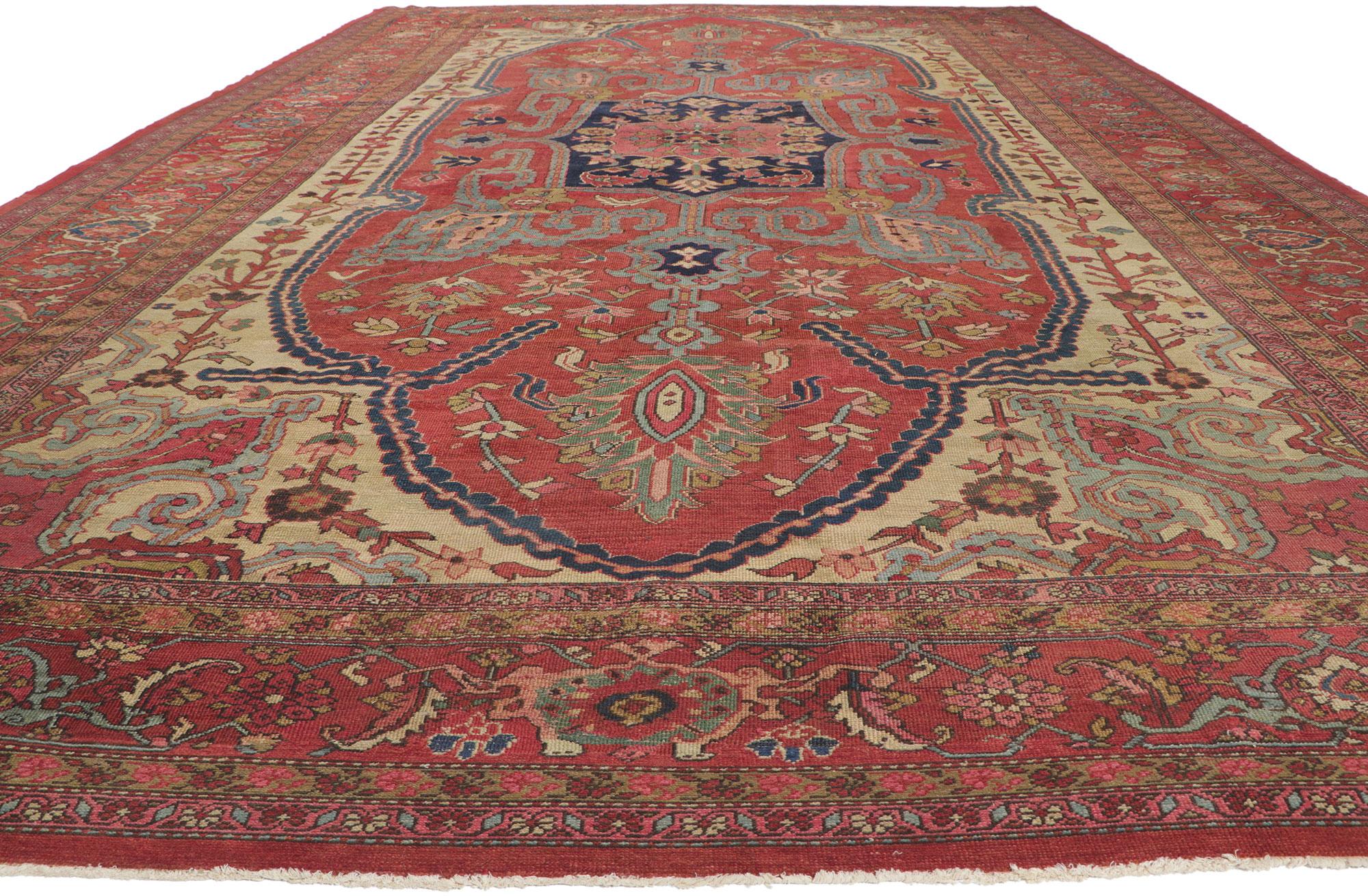 Hand-Knotted Oversized Antique Persian Bakshaish Rug, Timeless Appeal Meets Perpetually Posh For Sale