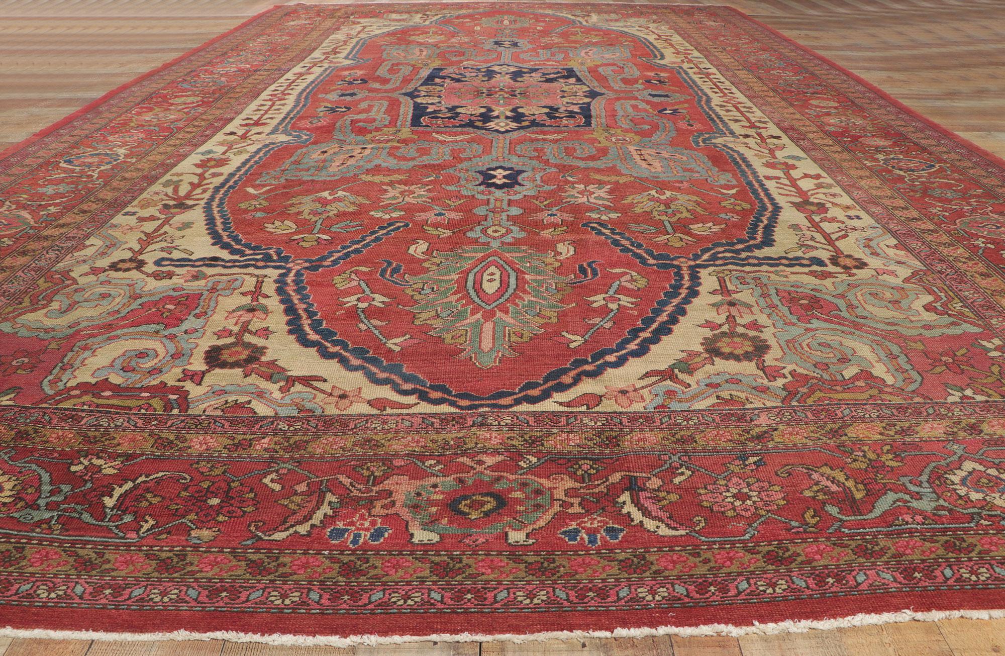 Oversized Antique Persian Bakshaish Rug, Timeless Appeal Meets Perpetually Posh For Sale 3