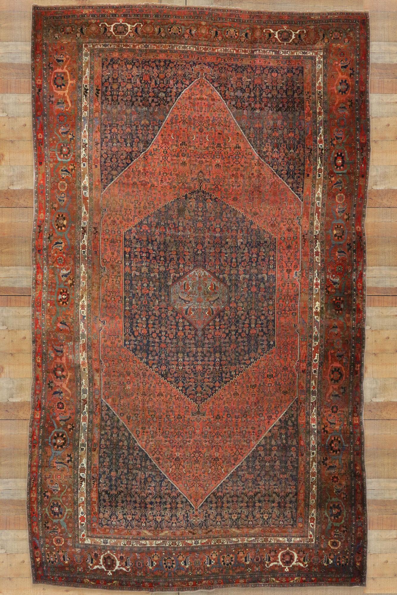 Antiker persischer Bijar-Teppich in Übergröße, Hotel-Lobby-Größe im Angebot 2