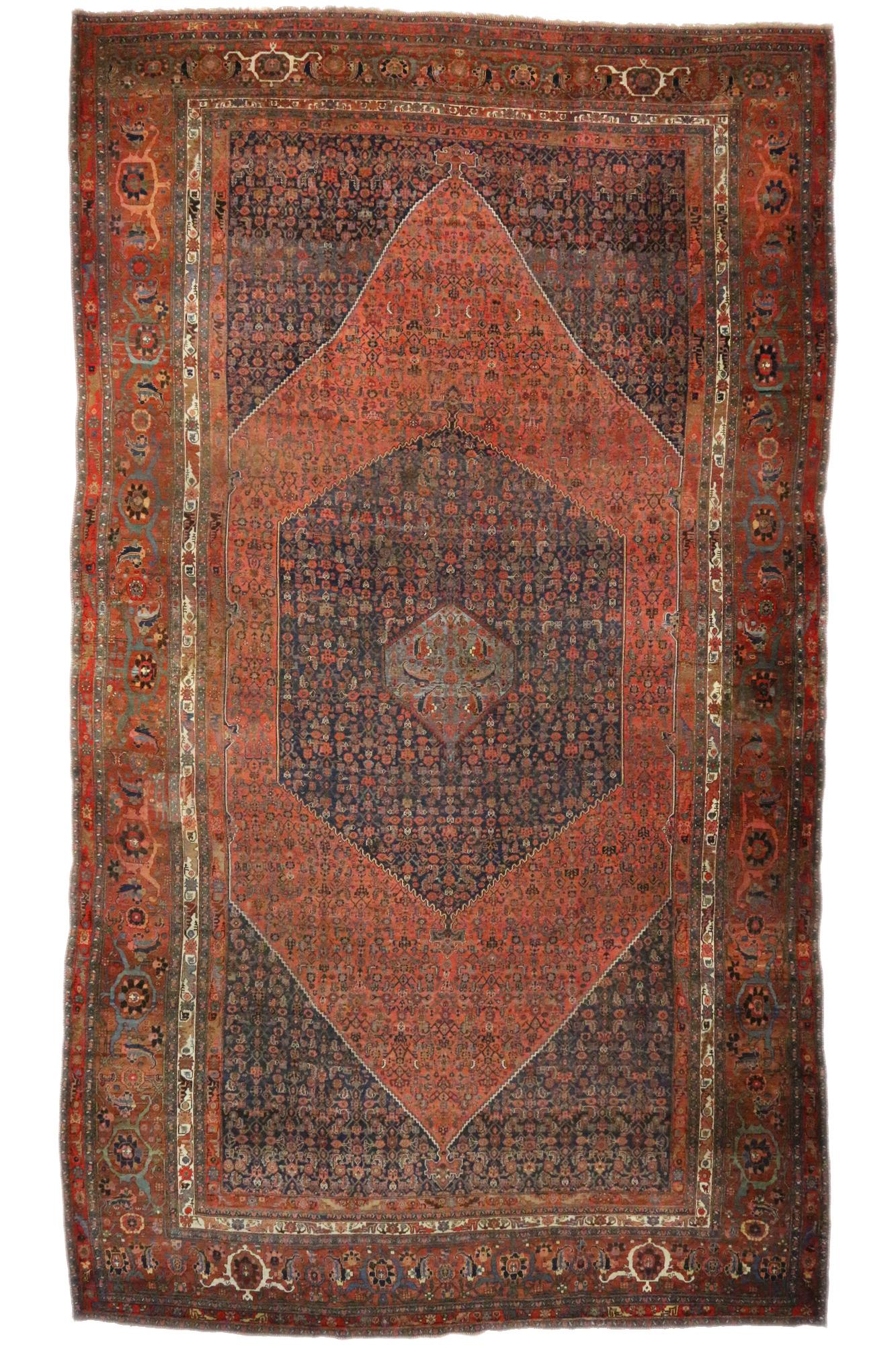 Oversized Antique Persian Bijar Rug, Hotel Lobby Size Carpet For Sale 4