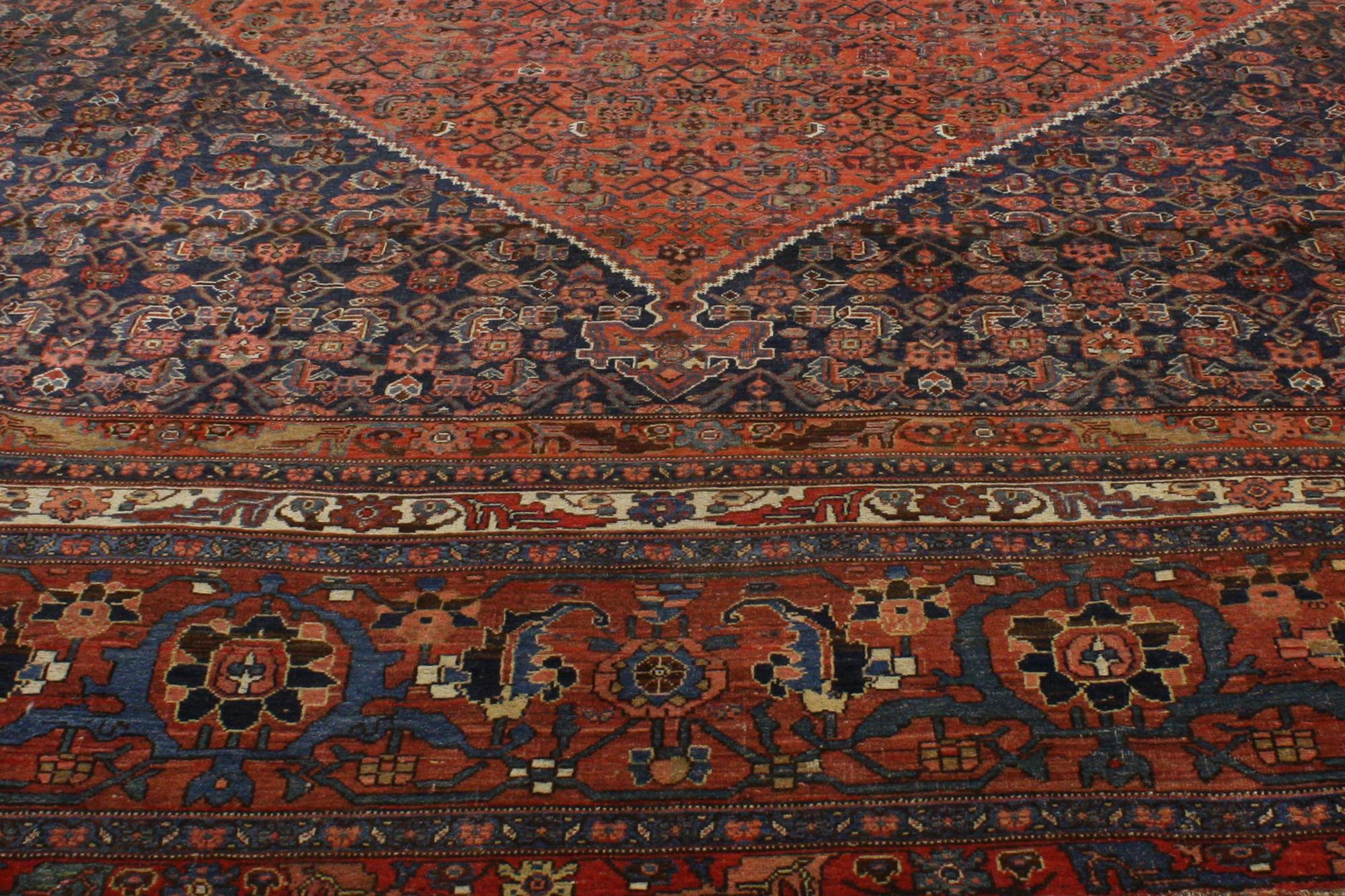 19th Century Oversized Antique Persian Bijar Rug, Hotel Lobby Size Carpet For Sale