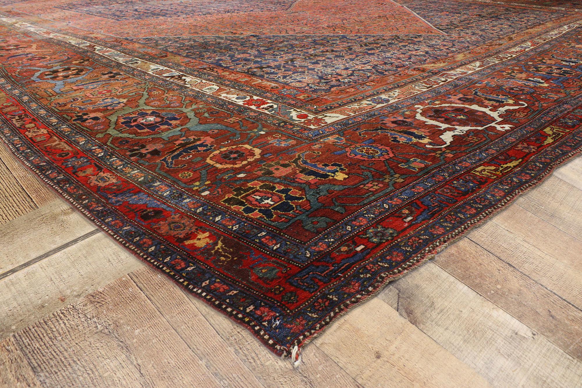 Oversized Antique Persian Bijar Rug, Hotel Lobby Size Carpet For Sale 1