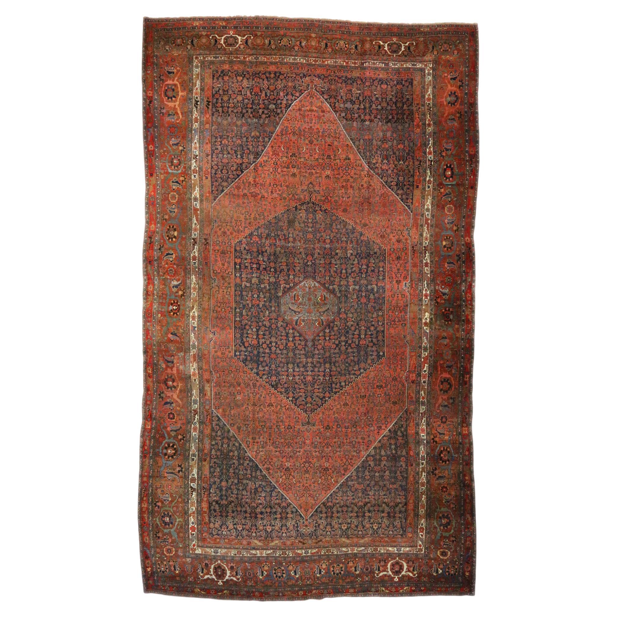 Oversized Antique Persian Bijar Rug, Hotel Lobby Size Carpet For Sale