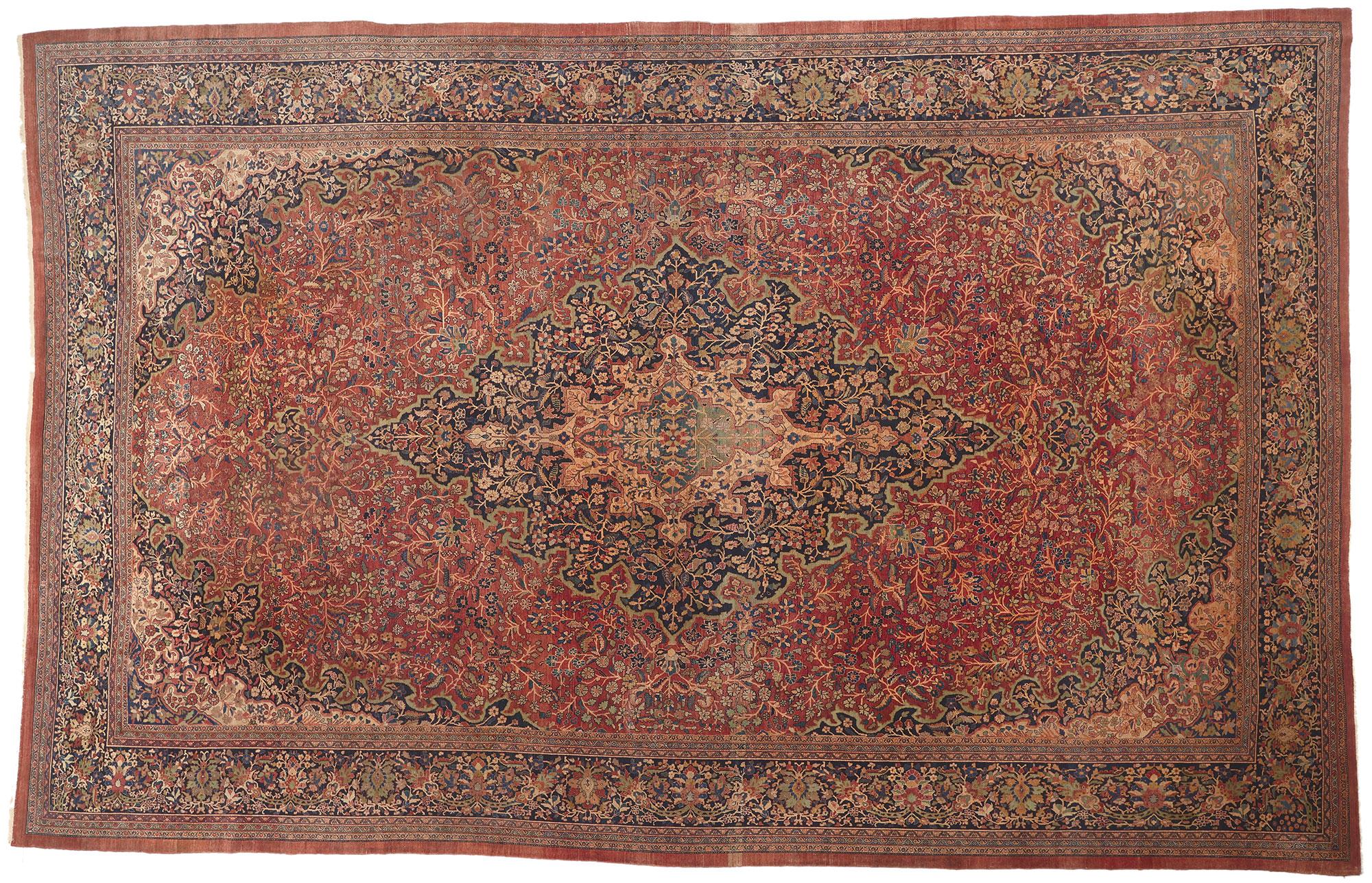 Oversized Antique Persian Farahan Rug, Hotel Lobby Size Carpet For Sale 3