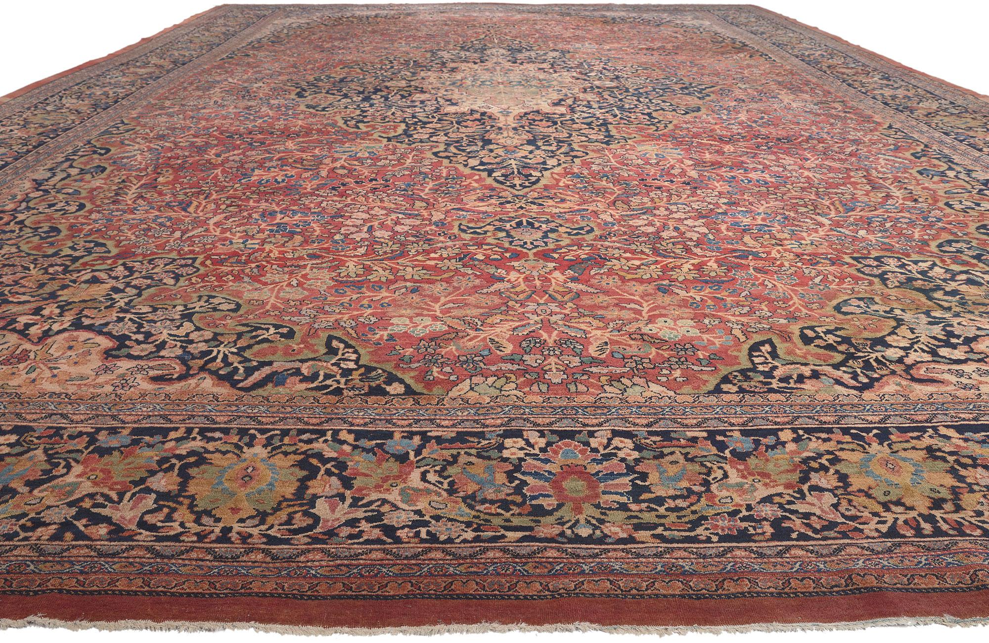 Sarouk Farahan Oversized Antique Persian Farahan Rug, Hotel Lobby Size Carpet For Sale