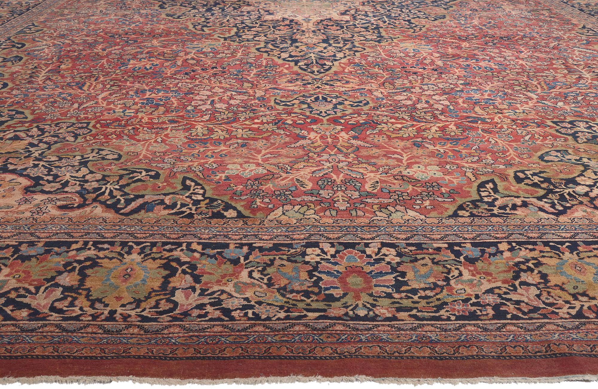 Hand-Knotted Oversized Antique Persian Farahan Rug, Hotel Lobby Size Carpet For Sale