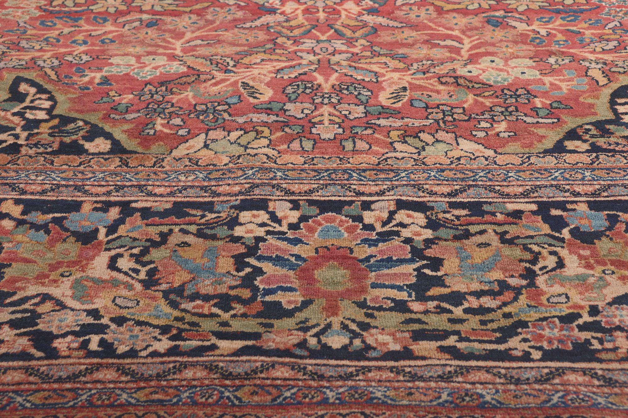 Oversized Antique Persian Farahan Rug, Hotel Lobby Size Carpet In Good Condition For Sale In Dallas, TX