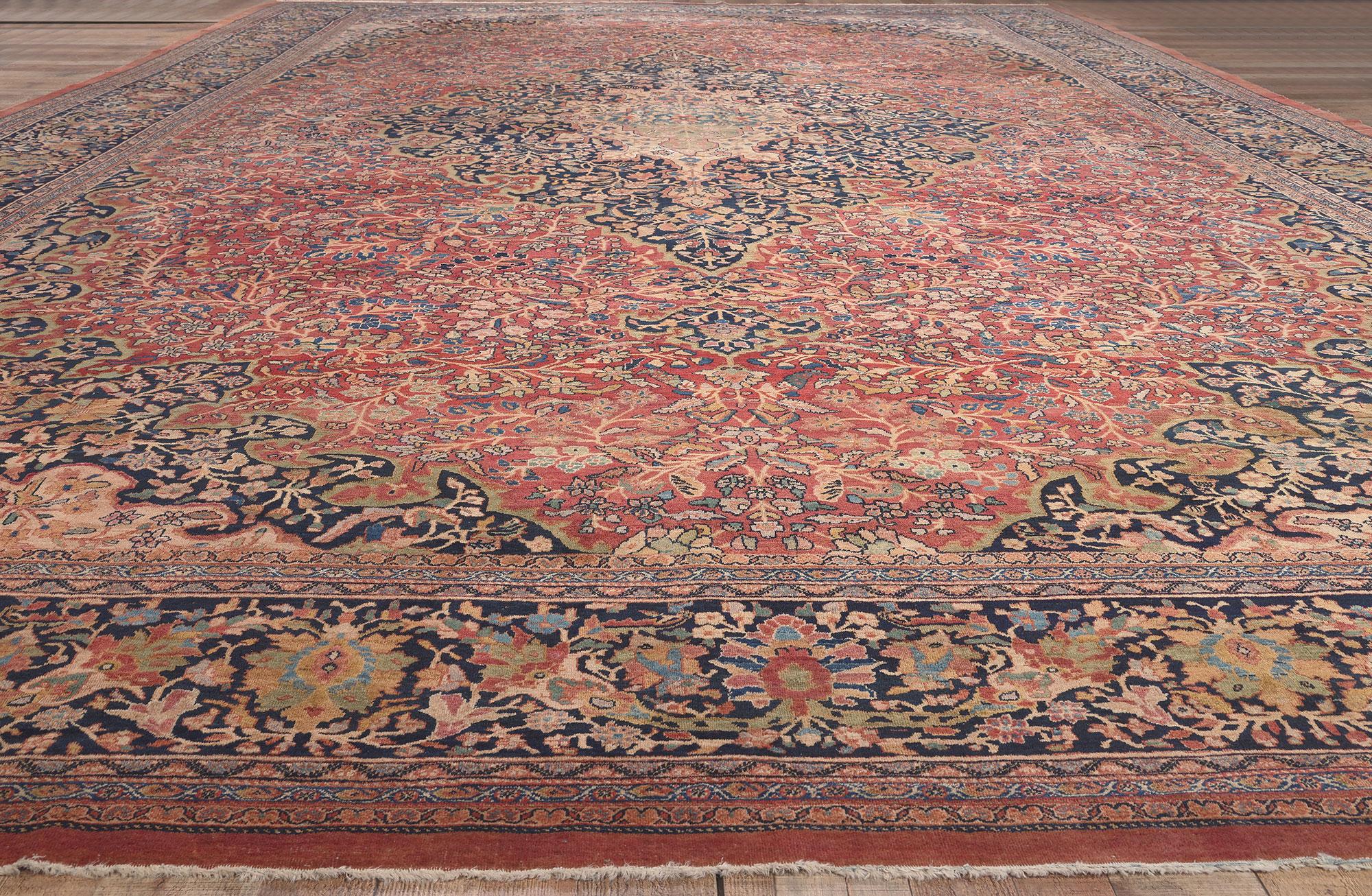 Oversized Antique Persian Farahan Rug, Hotel Lobby Size Carpet For Sale 1