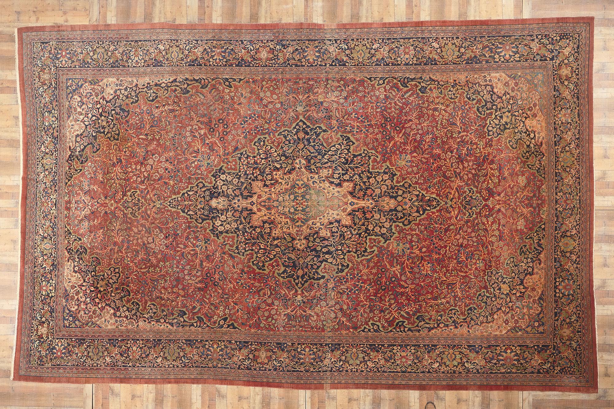 Tapis persan ancien surdimensionné Farahan, tapis de salon d'hôtel en vente 1