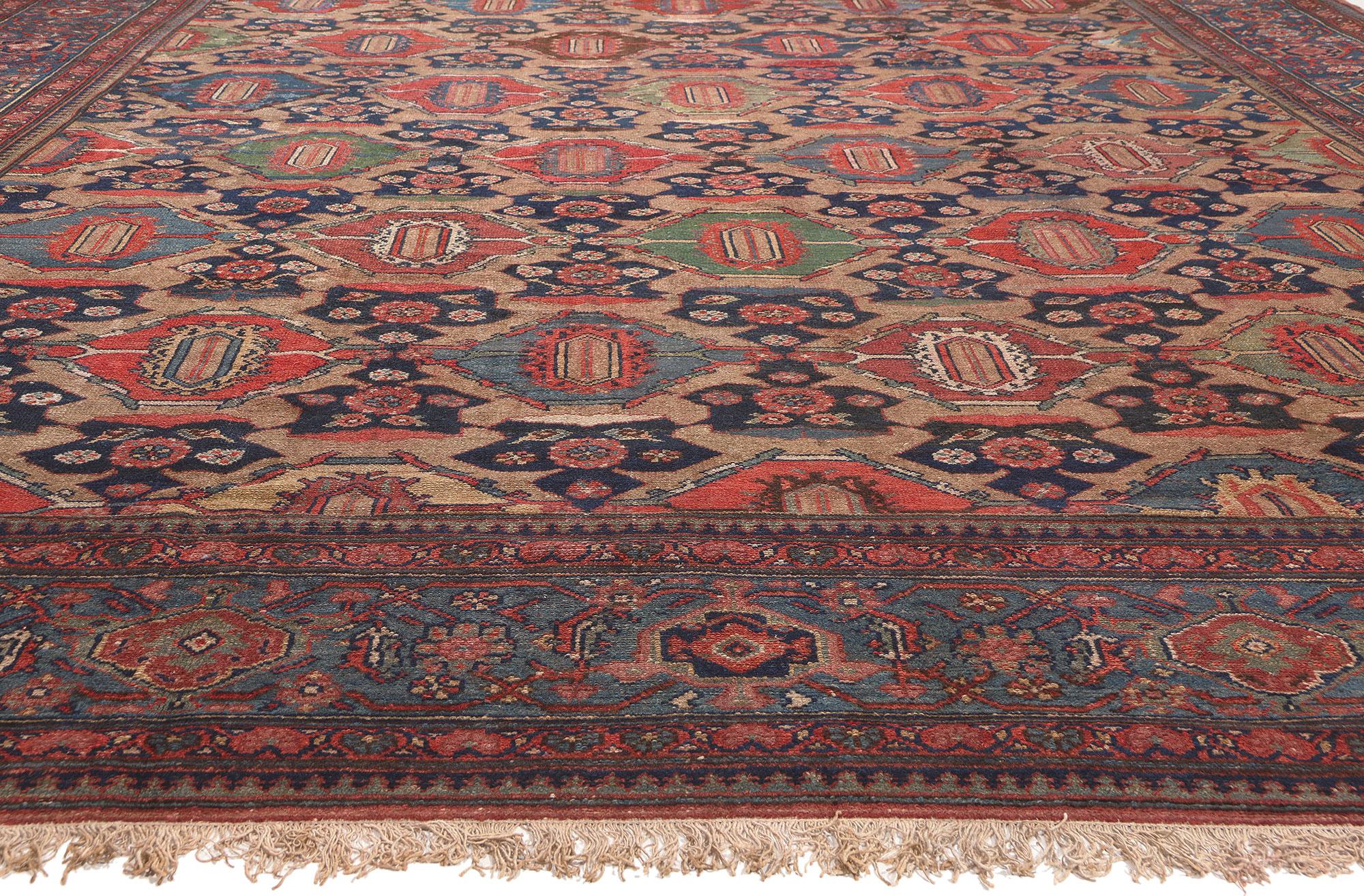 Hand-Knotted Oversized Antique Persian Hamadan Rug For Sale