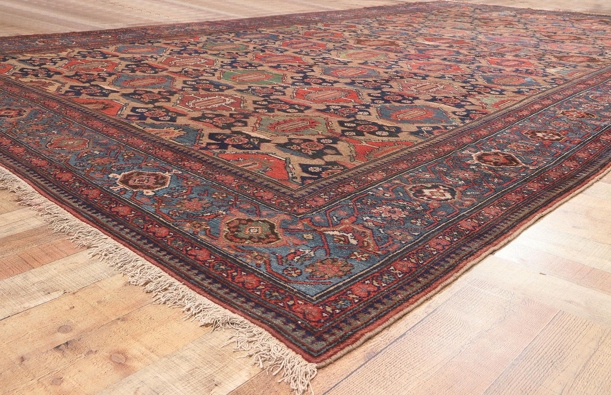 Wool Oversized Antique Persian Hamadan Rug For Sale