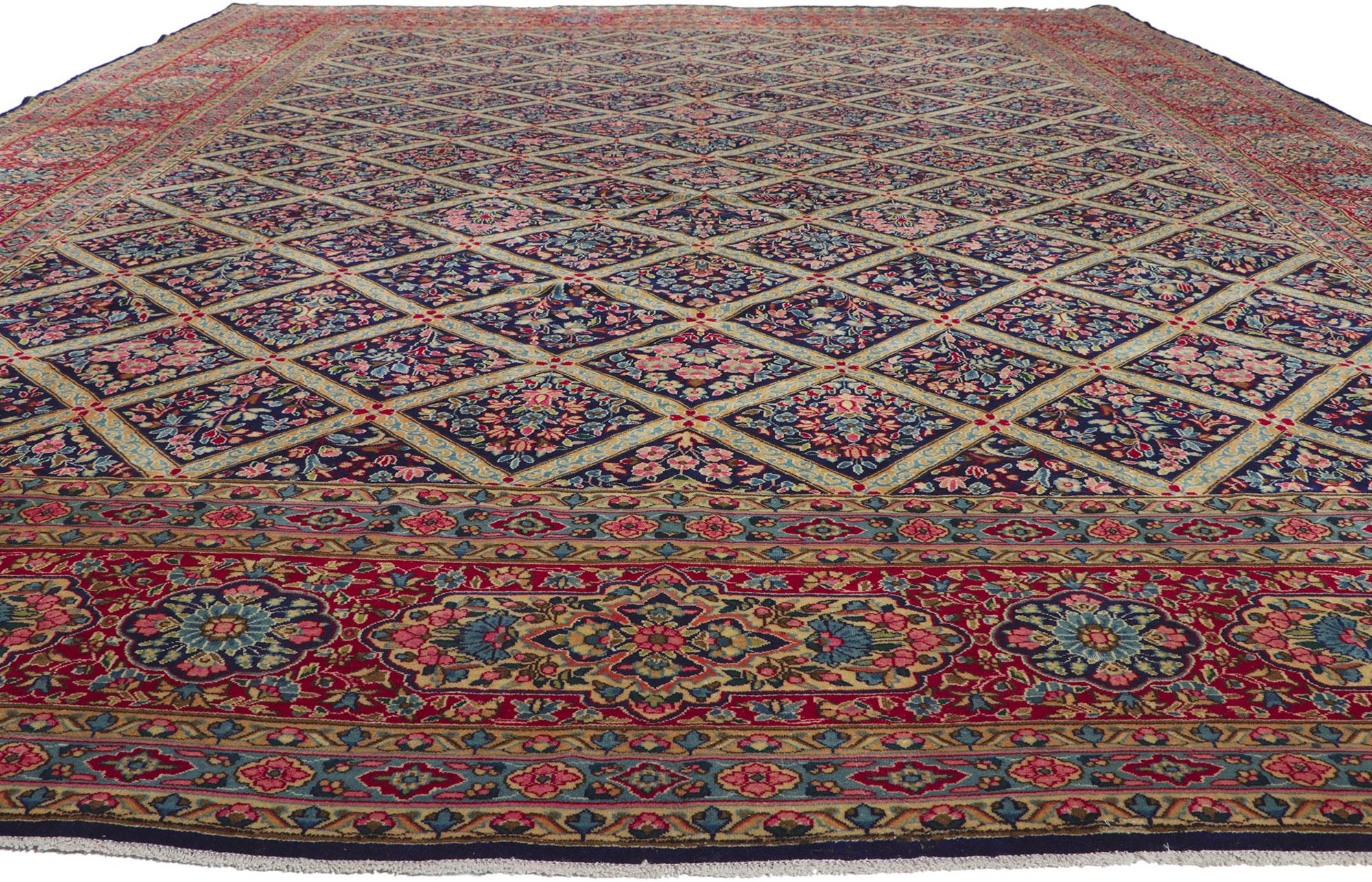 Kirman Oversized Antique Persian Kerman Rug Hotel Lobby Size Carpet For Sale