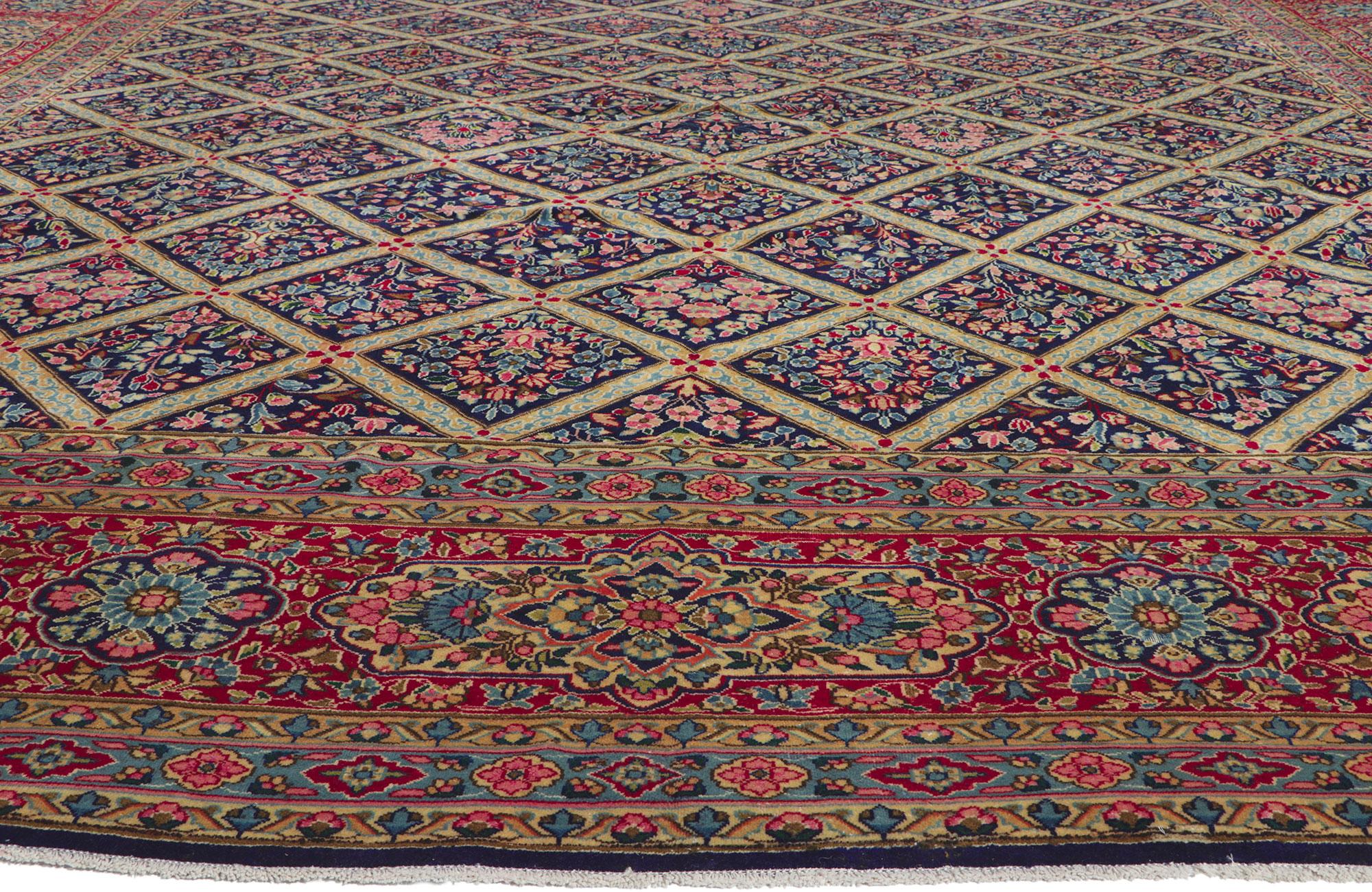 20th Century Oversized Antique Persian Kerman Rug Hotel Lobby Size Carpet For Sale