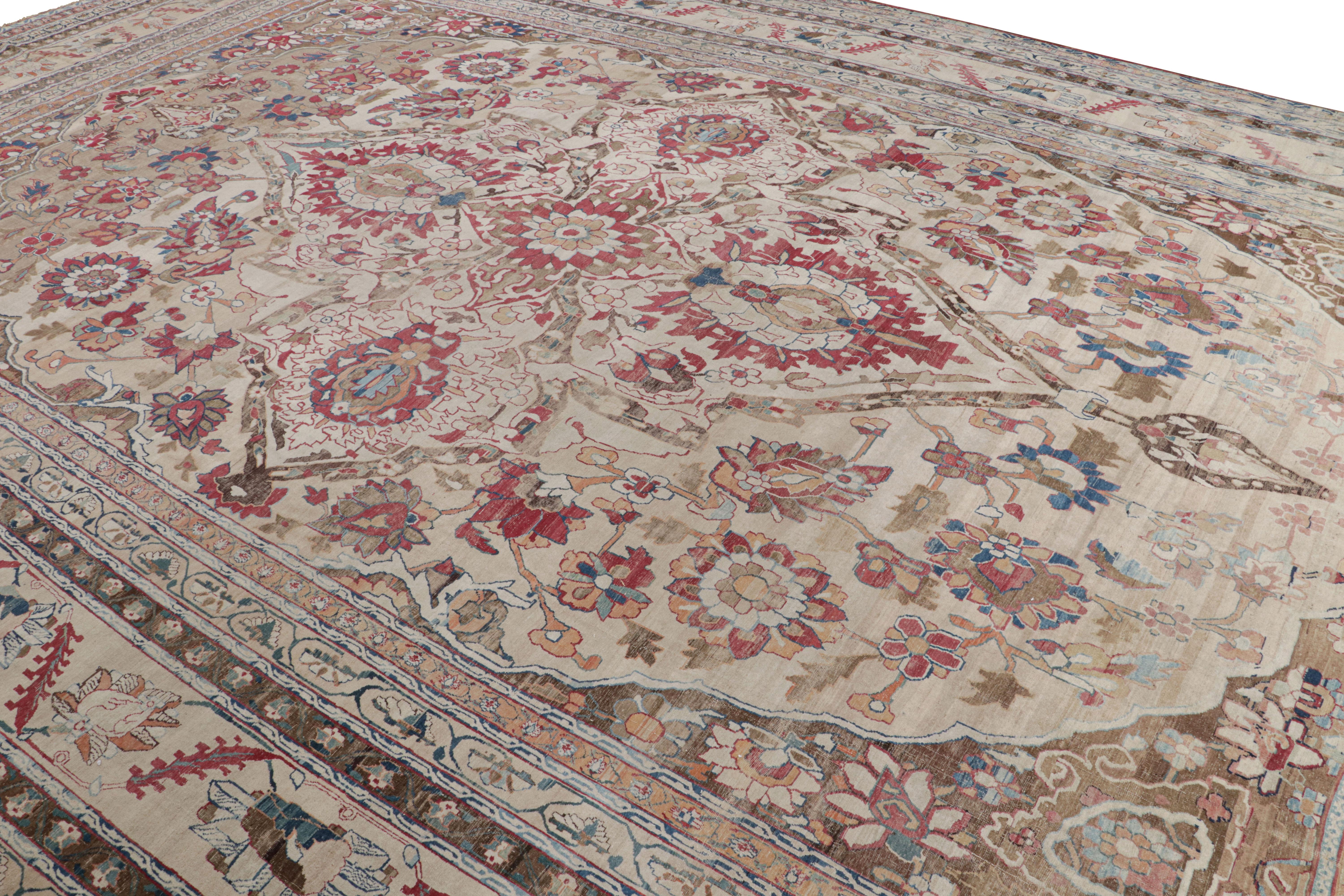 Oversized Antique Persian Kermanshah Rug with Floral Patterns In Good Condition For Sale In Long Island City, NY