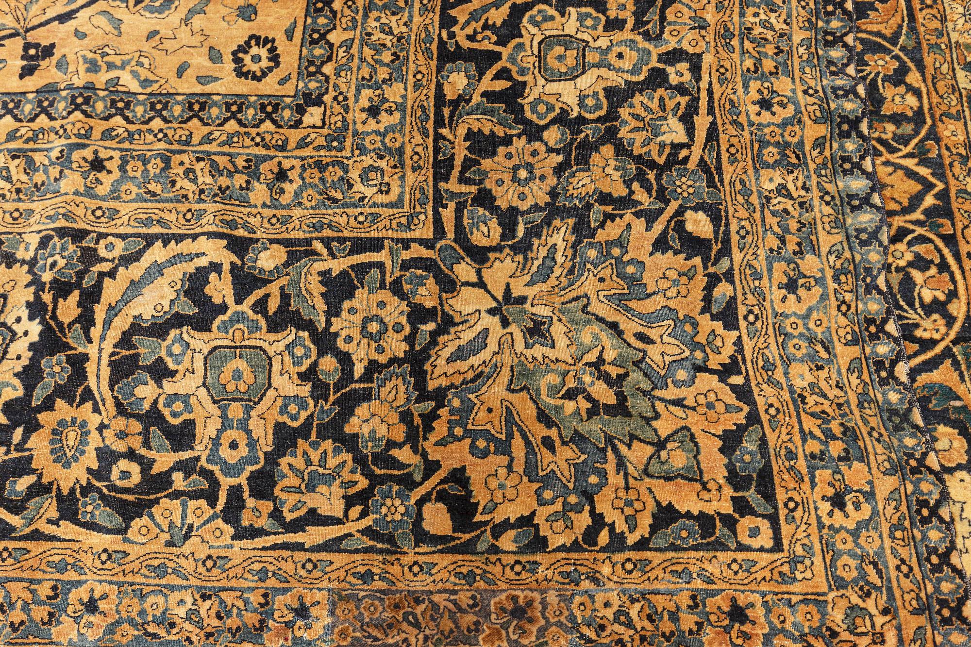 Hand-Knotted Oversized Antique Persian Kirman Botanic Rug For Sale