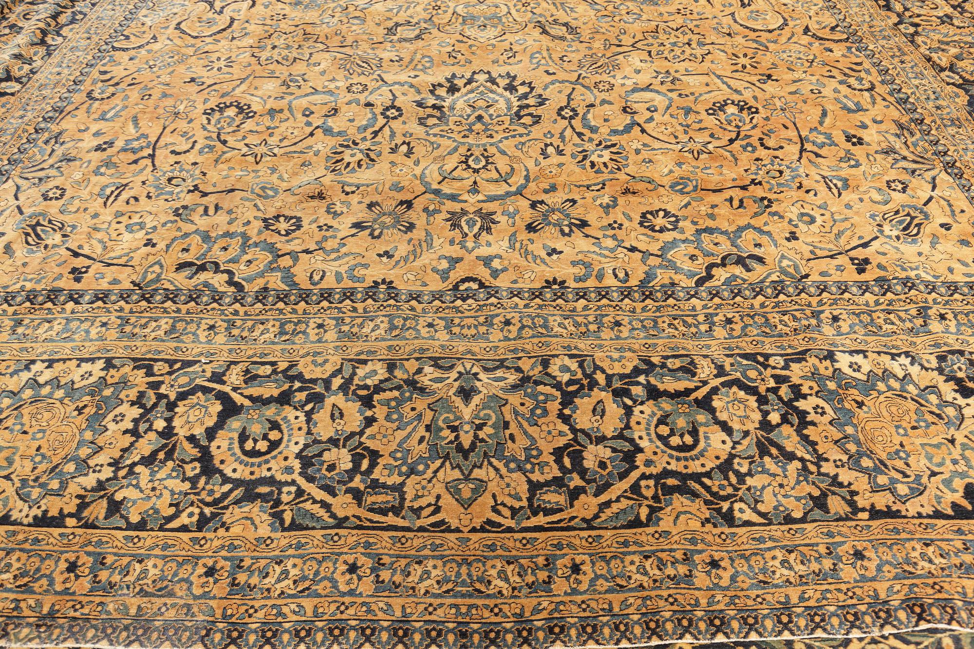 Oversized Antique Persian Kirman Botanic Rug In Good Condition For Sale In New York, NY