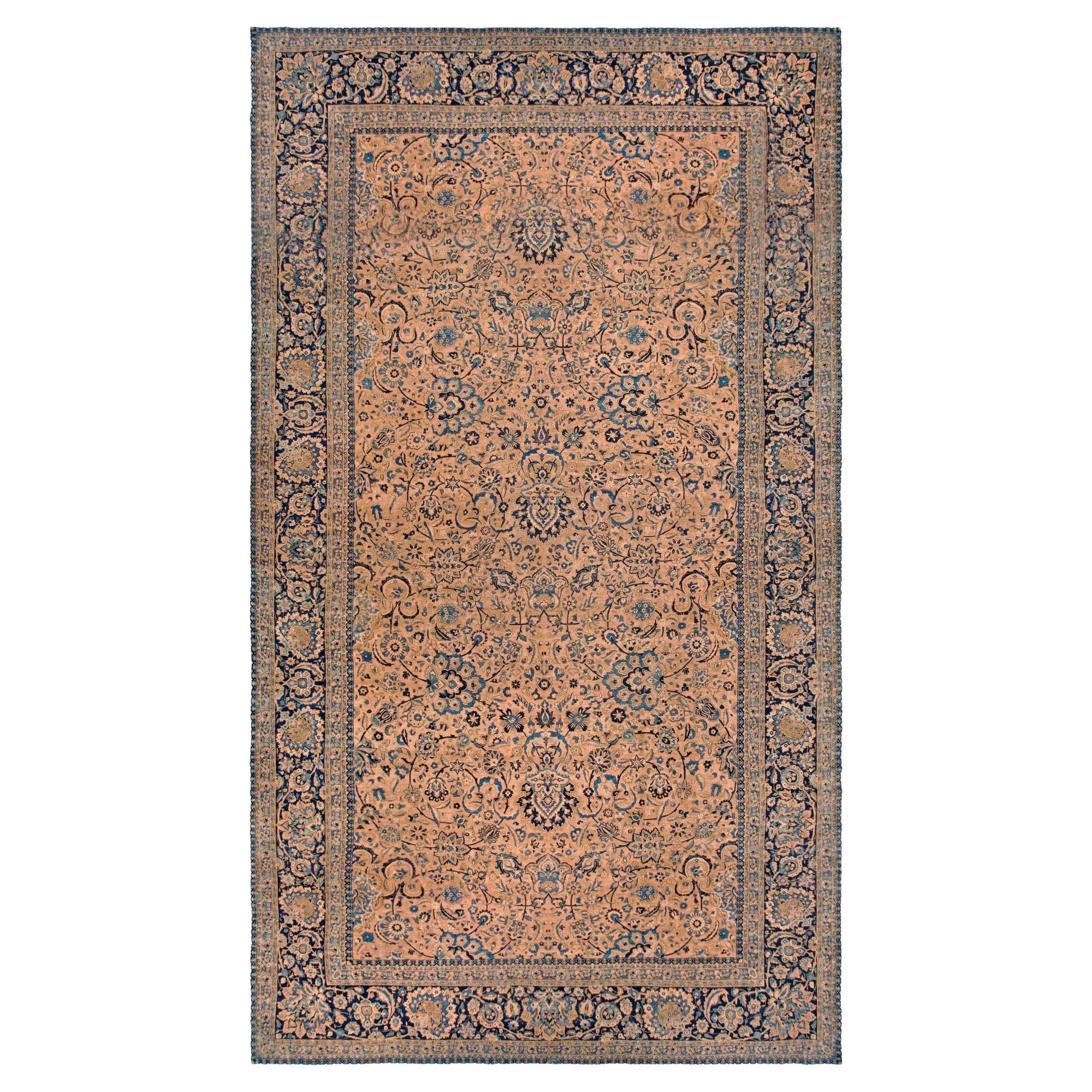 Oversized Antique Persian Kirman Botanic Rug For Sale