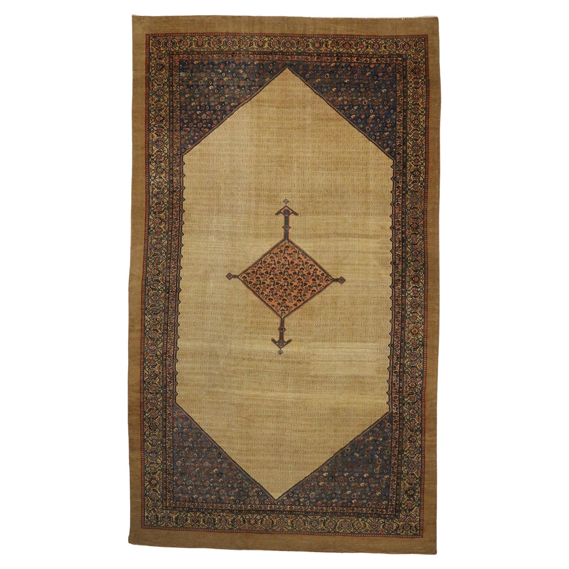 Oversized Antique Persian Malayer Hotel Lobby Size Rug with Camel Hair