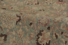 Oversized Antique Persian Mashad Rug in Gold with Floral Medallion - Rug & Kilim