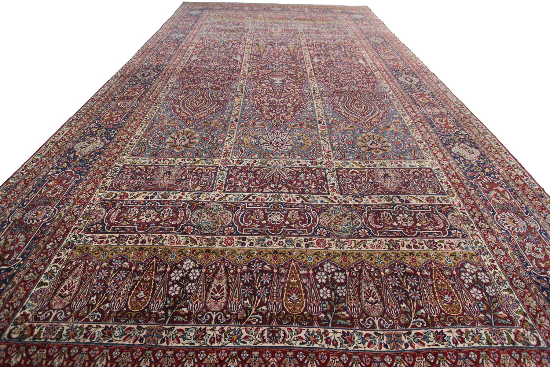 Hand-Knotted Oversized Antique Persian Rug Kermanshah Rug Lavar Rug Kork Palace 1890 For Sale
